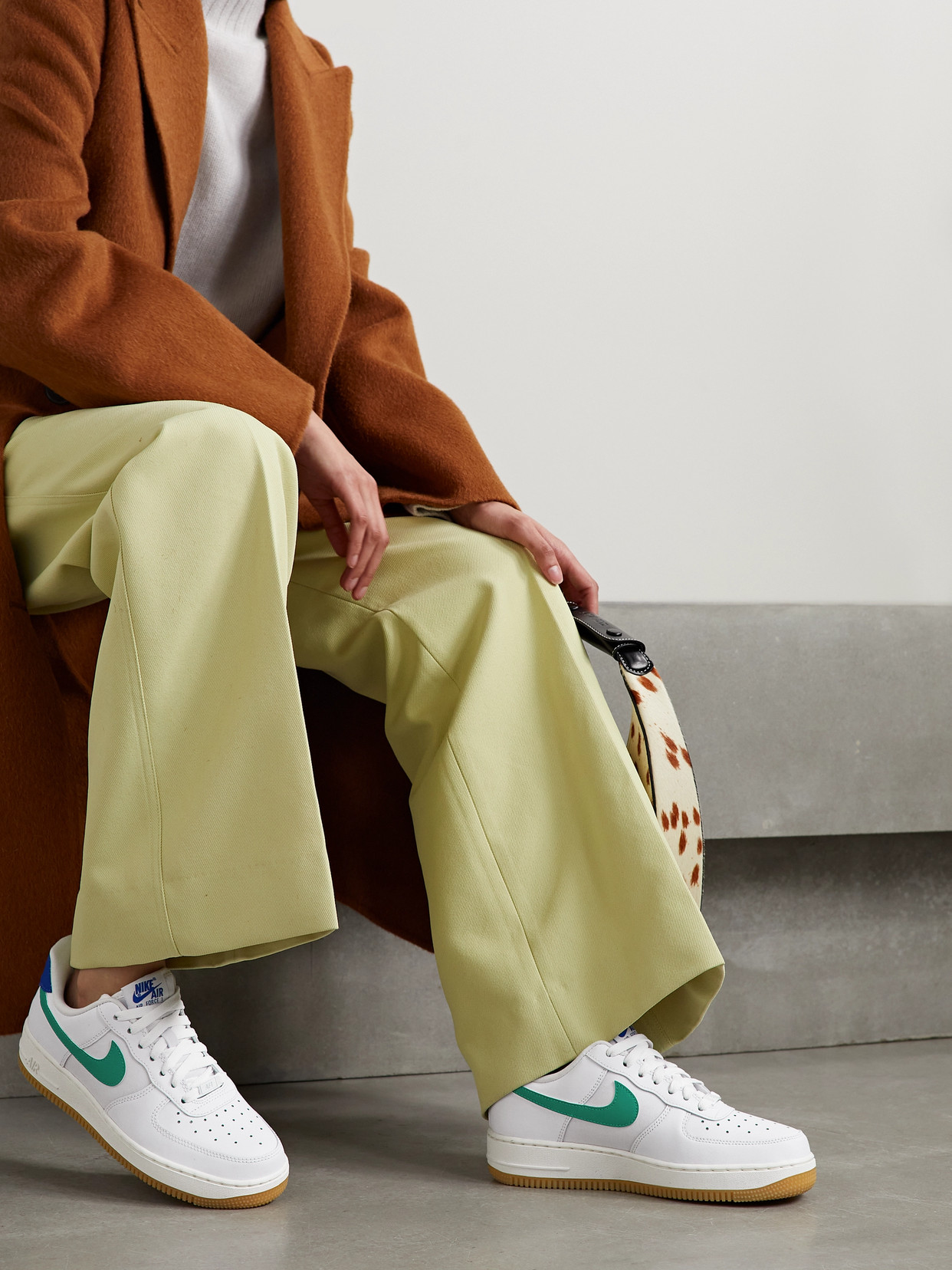 Nike Air Force 1 '07 Color-block Leather Sneakers In White