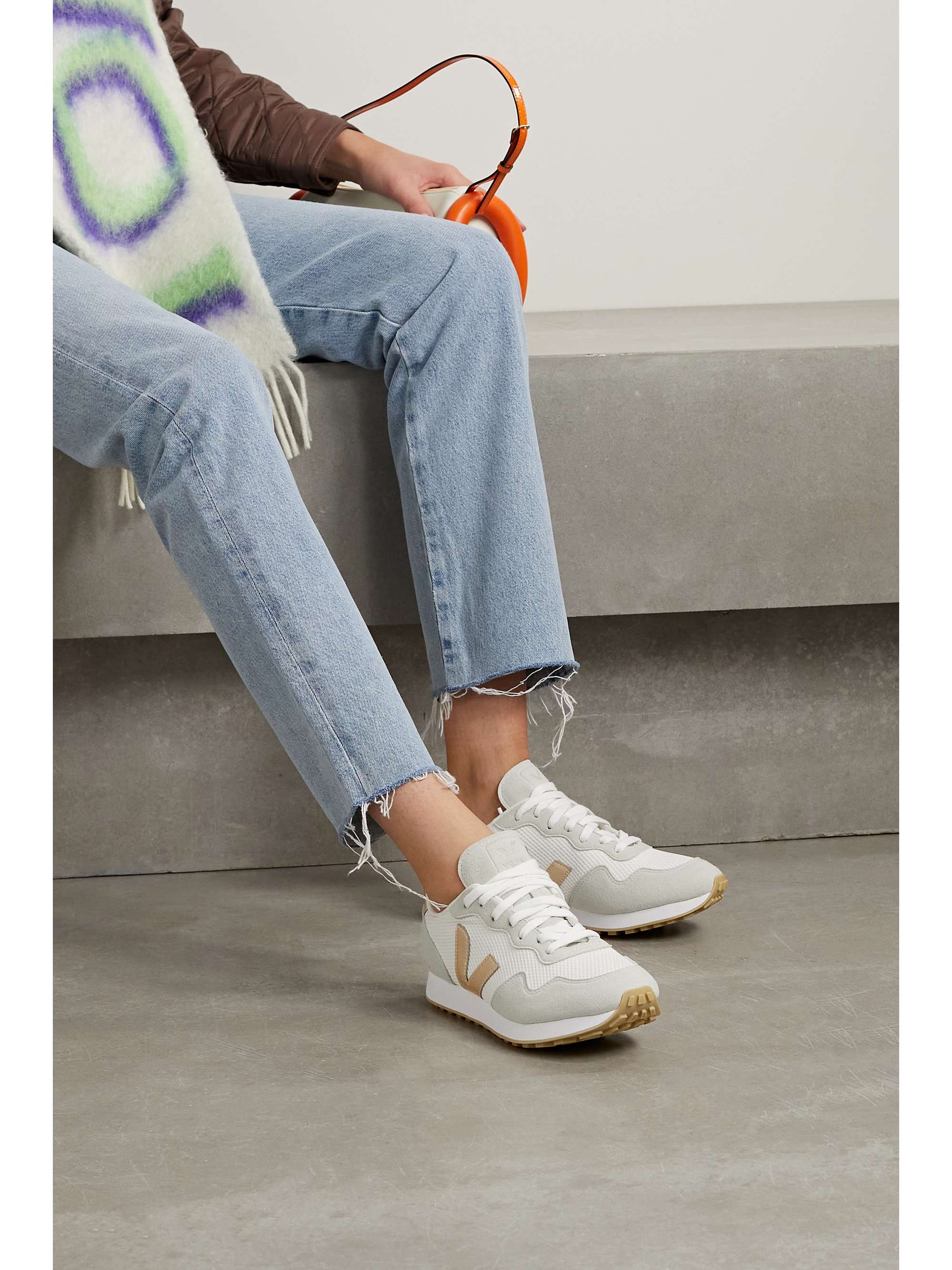 VEJA + NET SUSTAIN SDU RT rubber-trimmed vegan suede, leather and mesh sneakers