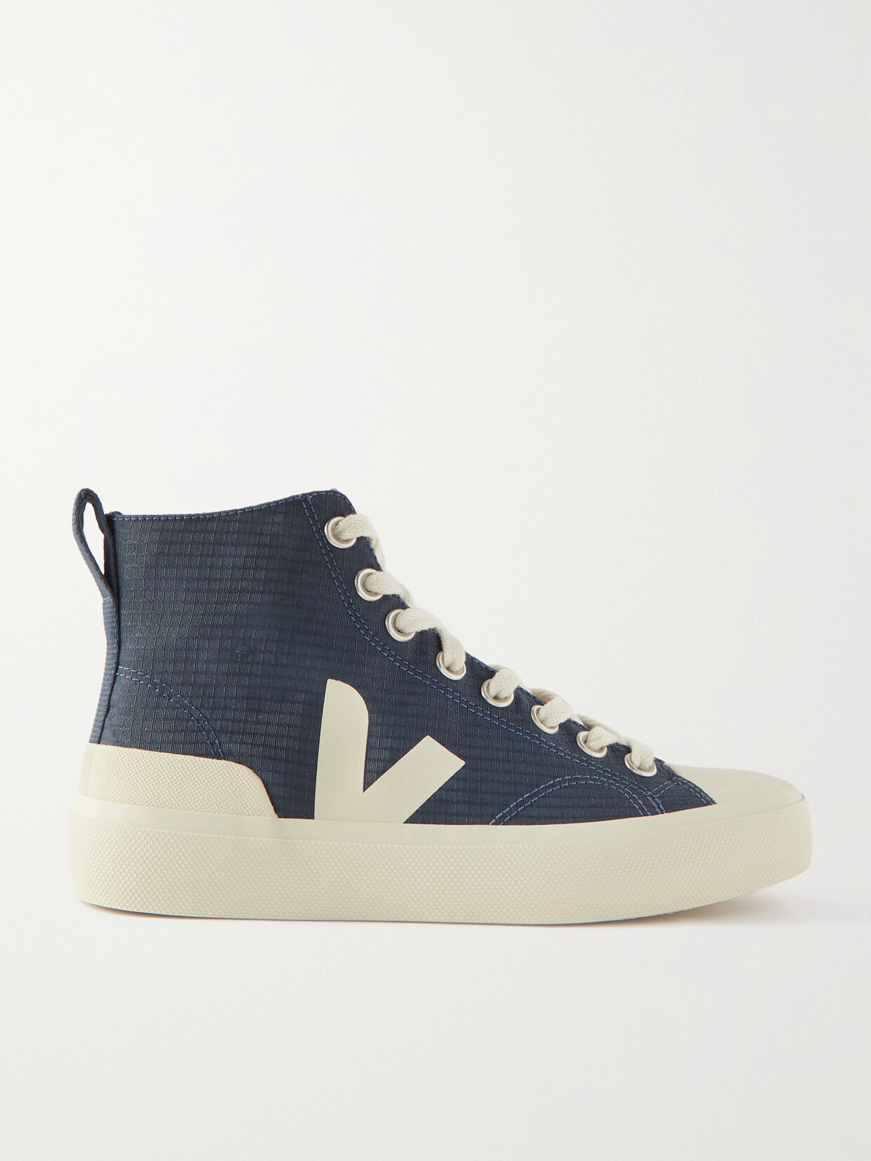 Shop Veja Wata Ii Rubber-trimmed Recycled-ripstop High-top Sneakers In Blue