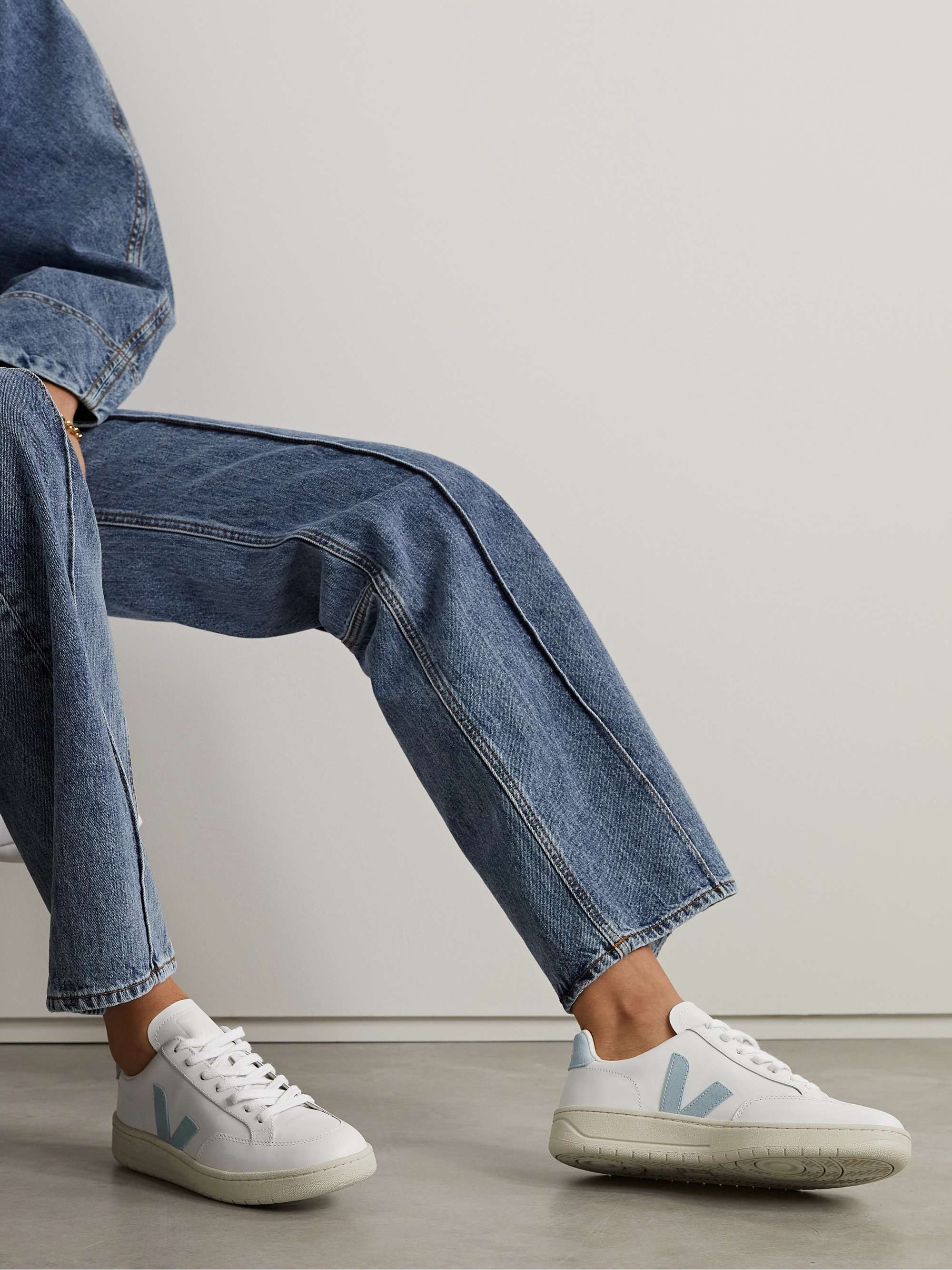 VEJA + NET SUSTAIN V12 suedetrimmed leather sneakers NETAPORTER