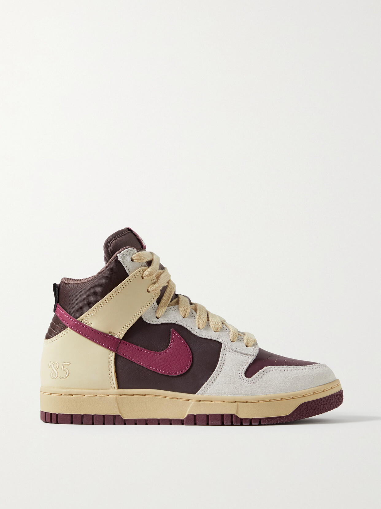 Nike Dunk 1985 Leather, Suede And Shell High-top Sneakers In Burgundy