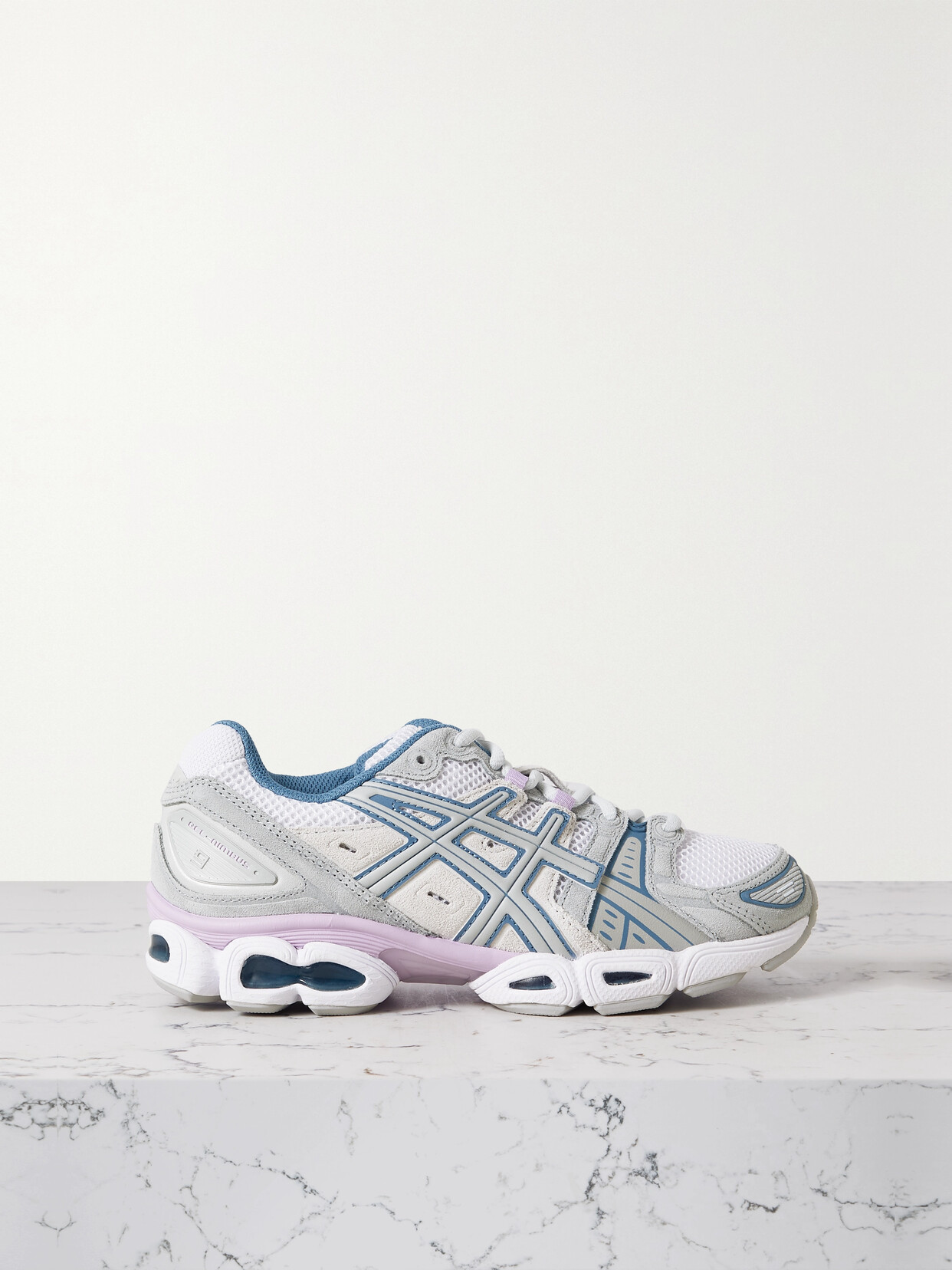 ASICS UB5-S GEL-NIMBUS 9 FAUX LEATHER-TRIMMED MESH SNEAKERS