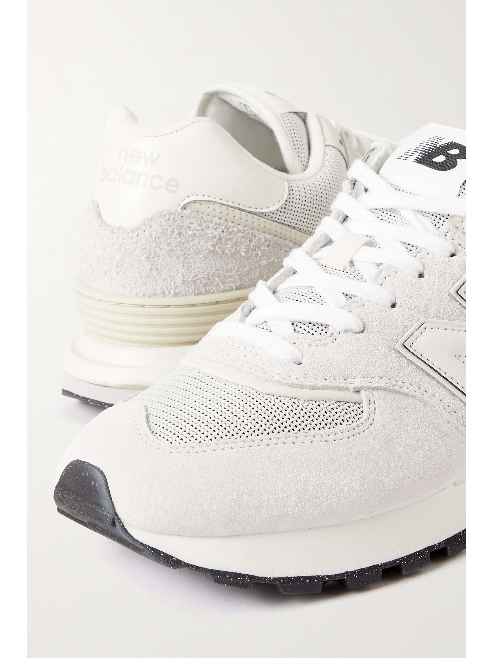 NEW 574 leather-trimmed suede mesh sneakers |