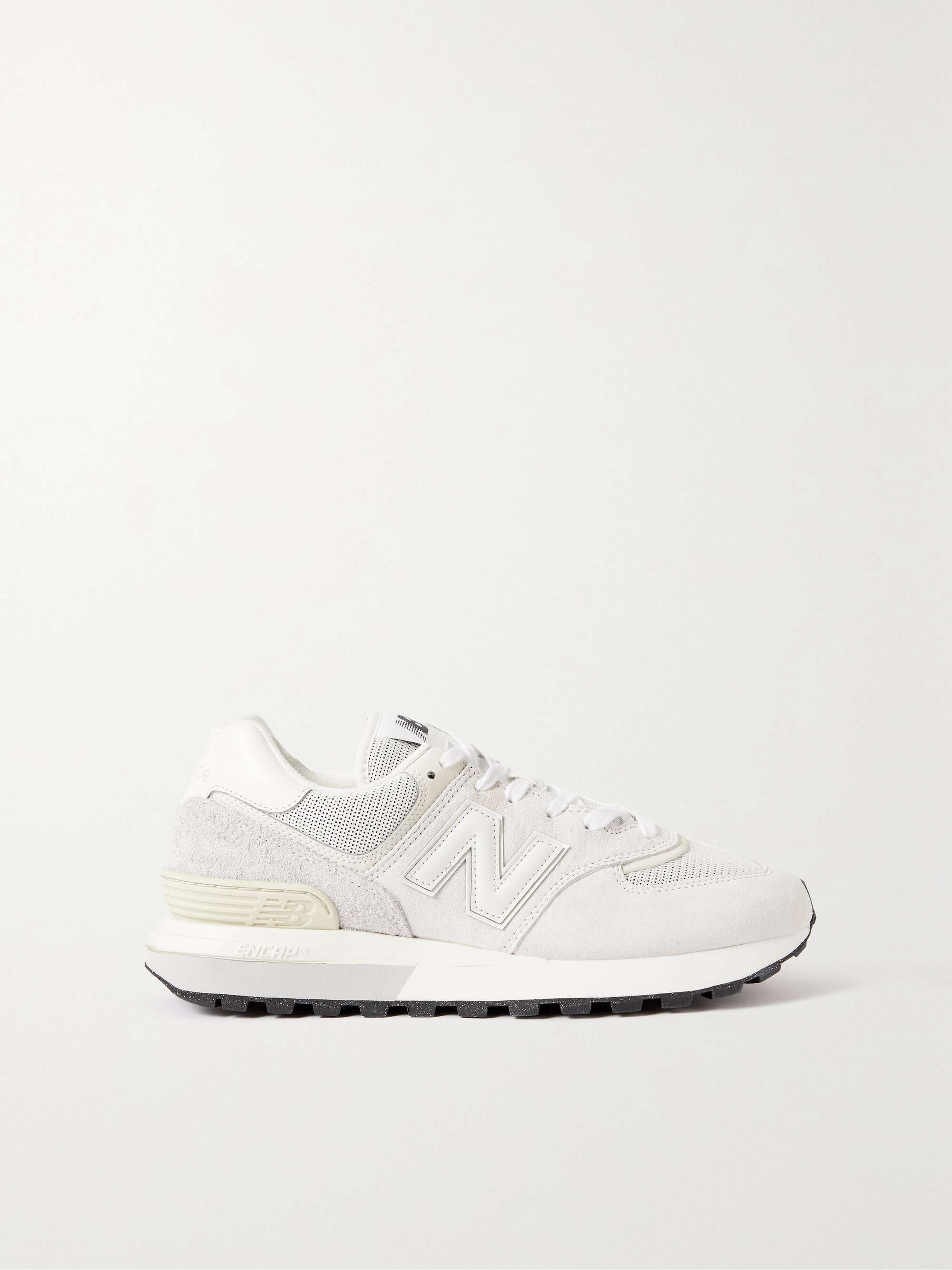 NEW BALANCE 574 leather-trimmed suede and mesh sneakers | NET-A-PORTER