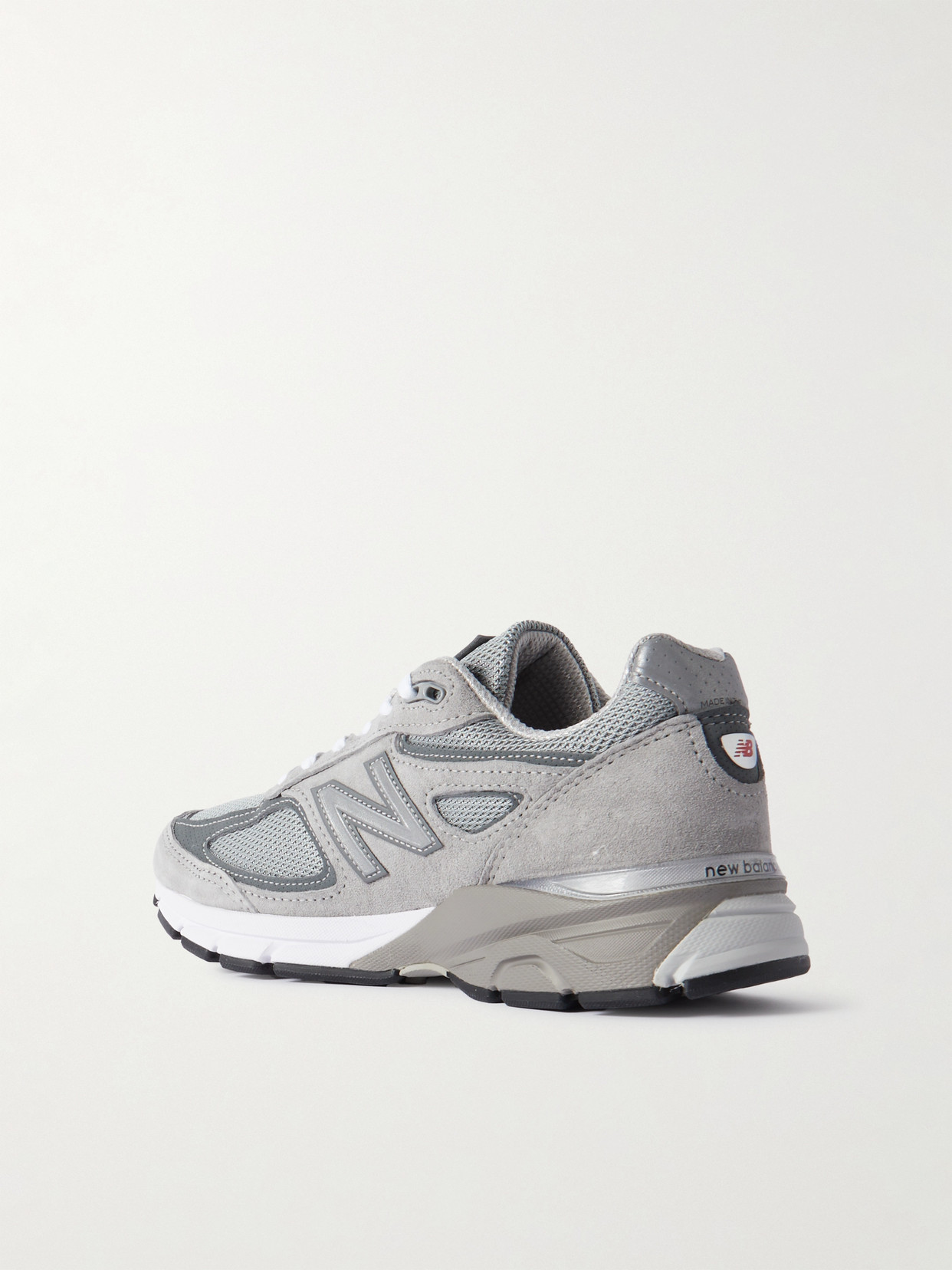 NEW BALANCE 990V4 LEATHER-TRIMMED SUEDE AND MESH SNEAKERS
