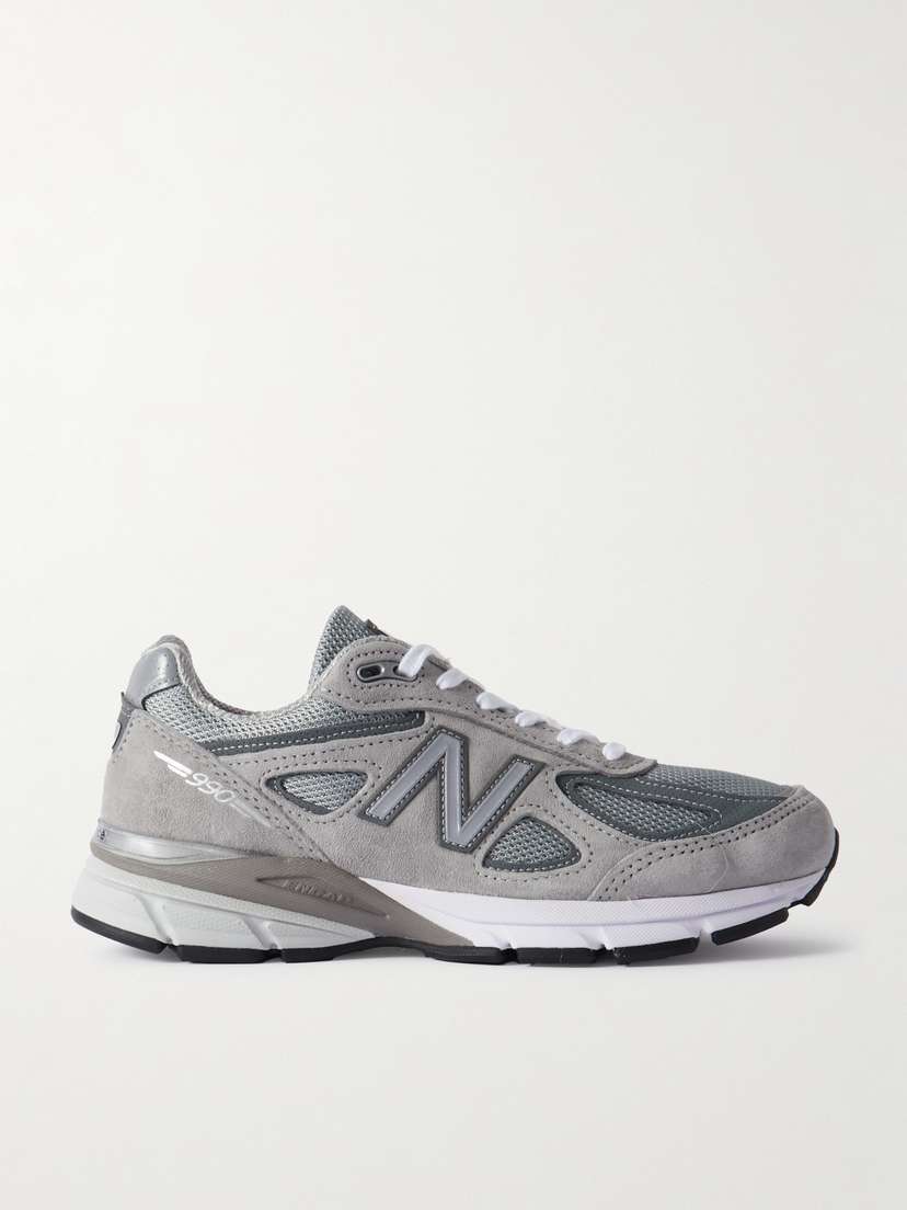New Balance 990v4 Leather-trimmed Suede And Mesh Sneakers