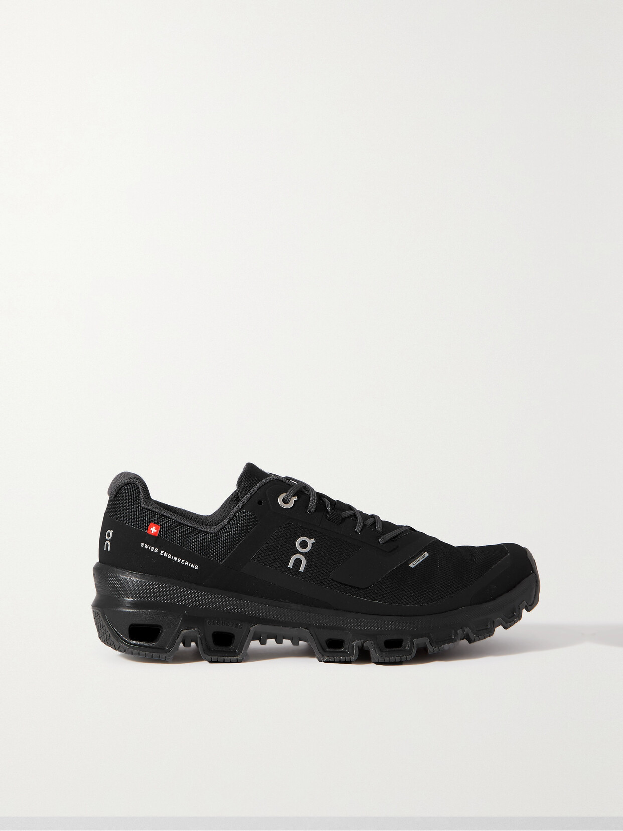 On Cloudventure Rubber-trimmed Canvas And Mesh Sneakers In Black