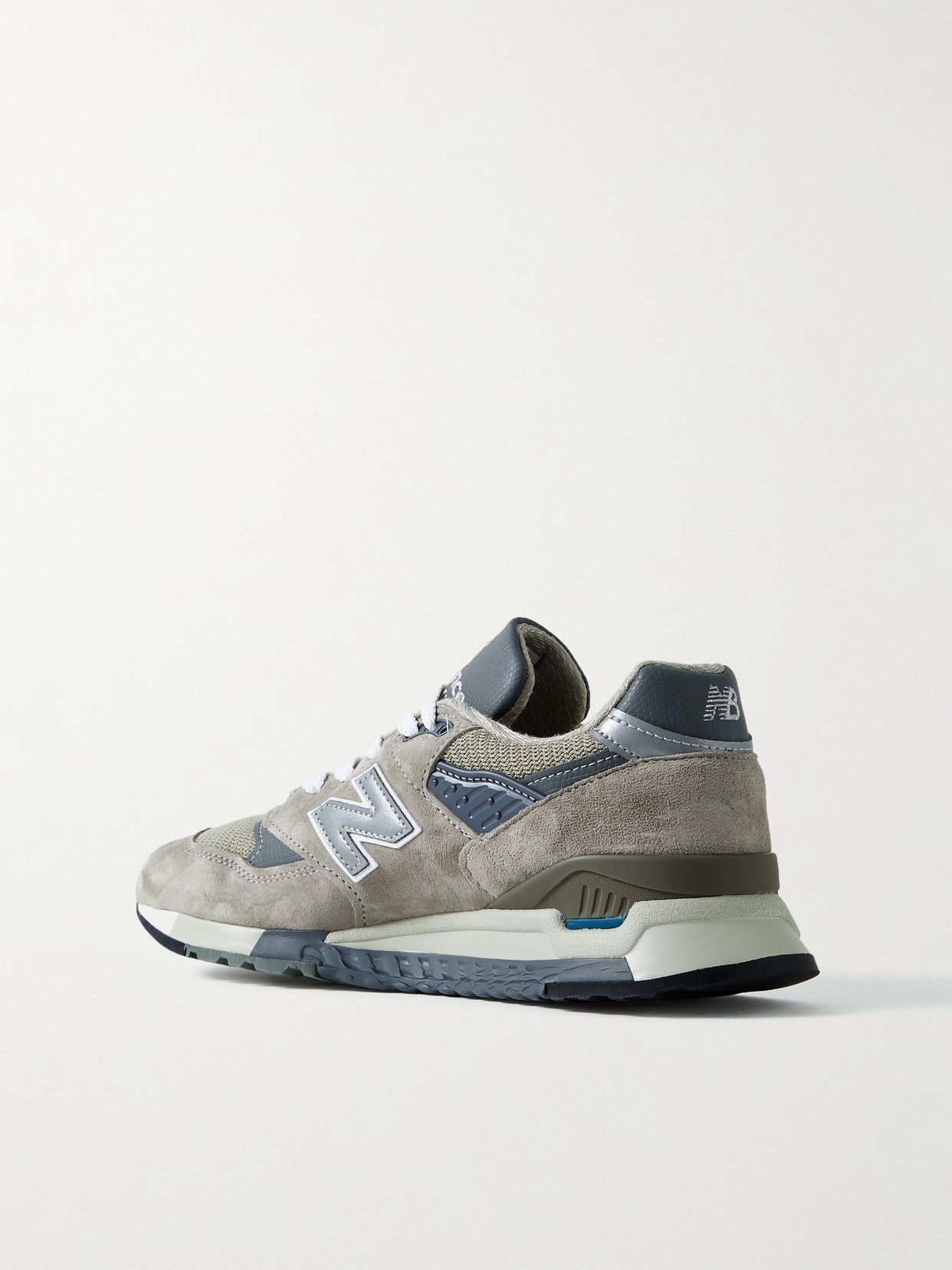 Shop New Balance Made In Usa 998 Core Rubber-trimmed Leather, Mesh And Suede Sneakers In Gray