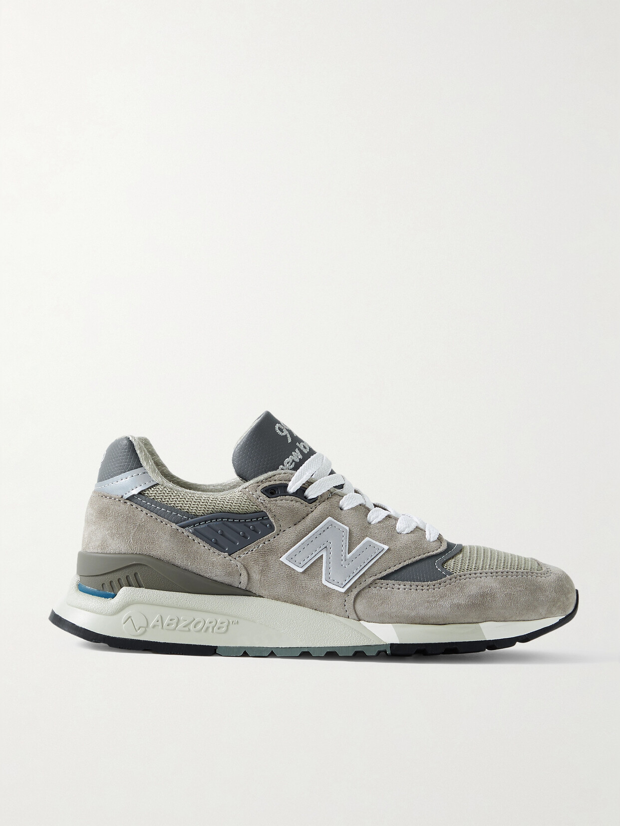 Shop New Balance Made In Usa 998 Core Rubber-trimmed Leather, Mesh And Suede Sneakers In Gray