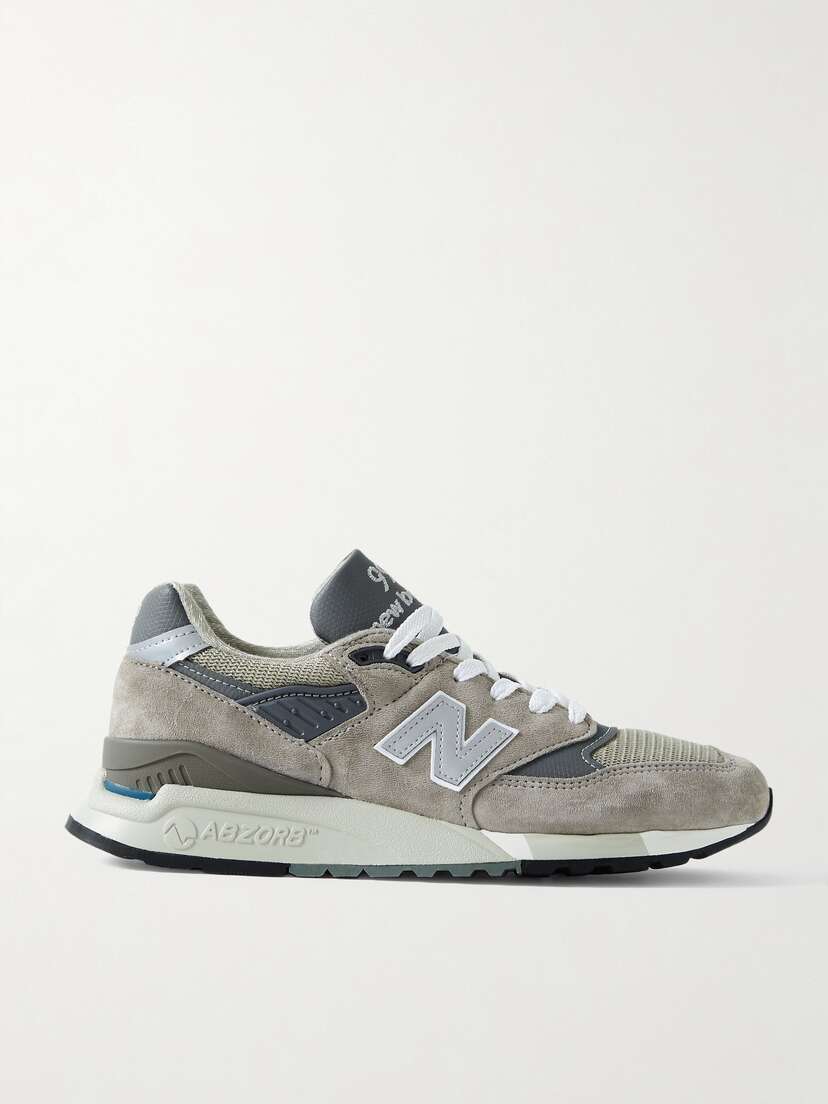 New Balance Made In Usa 998 Core Rubber-trimmed Leather, Mesh And Suede Sneakers