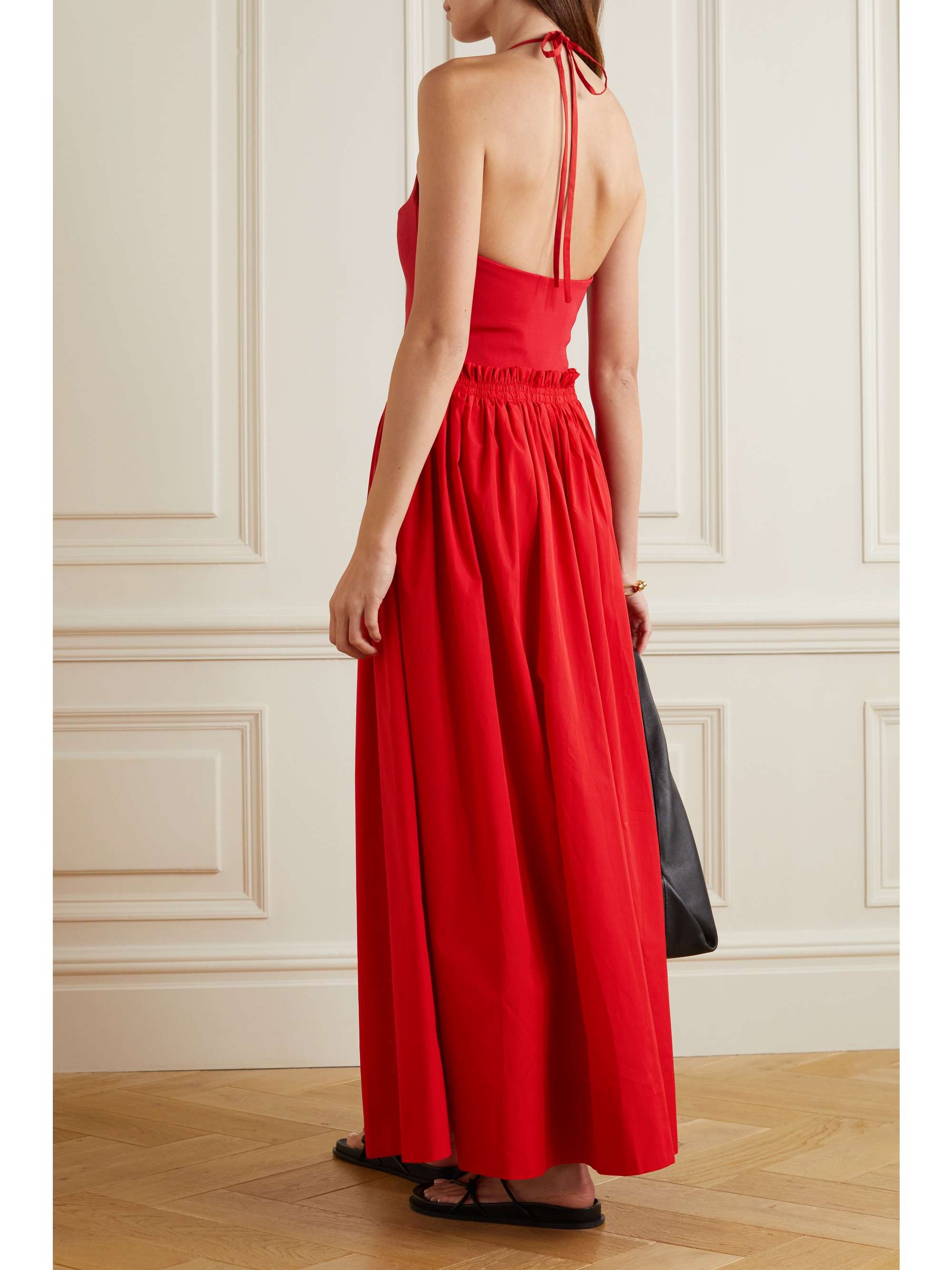 ESSE STUDIOS + NET SUSTAIN organic cotton-poplin and stretch-knit halterneck maxi dress