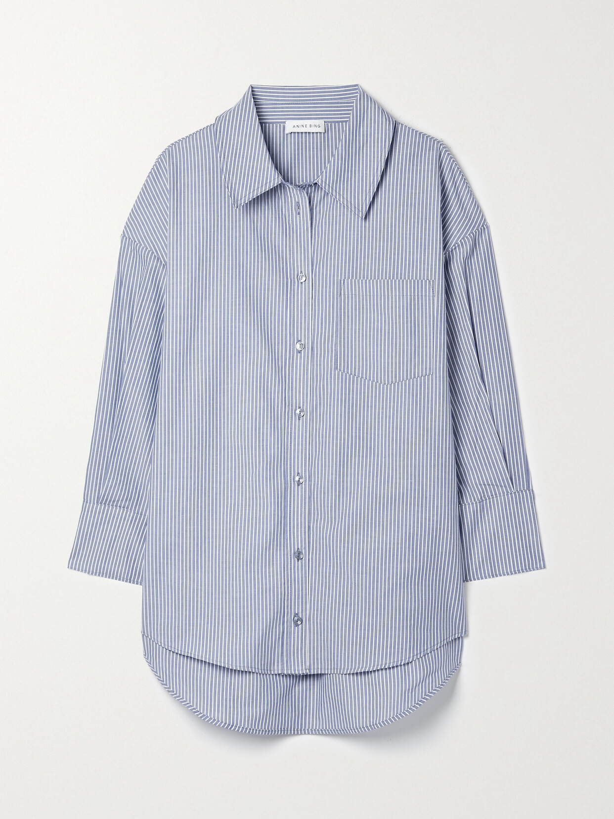 Anine Bing - Mika Striped Cotton-poplin Shirt - Blue