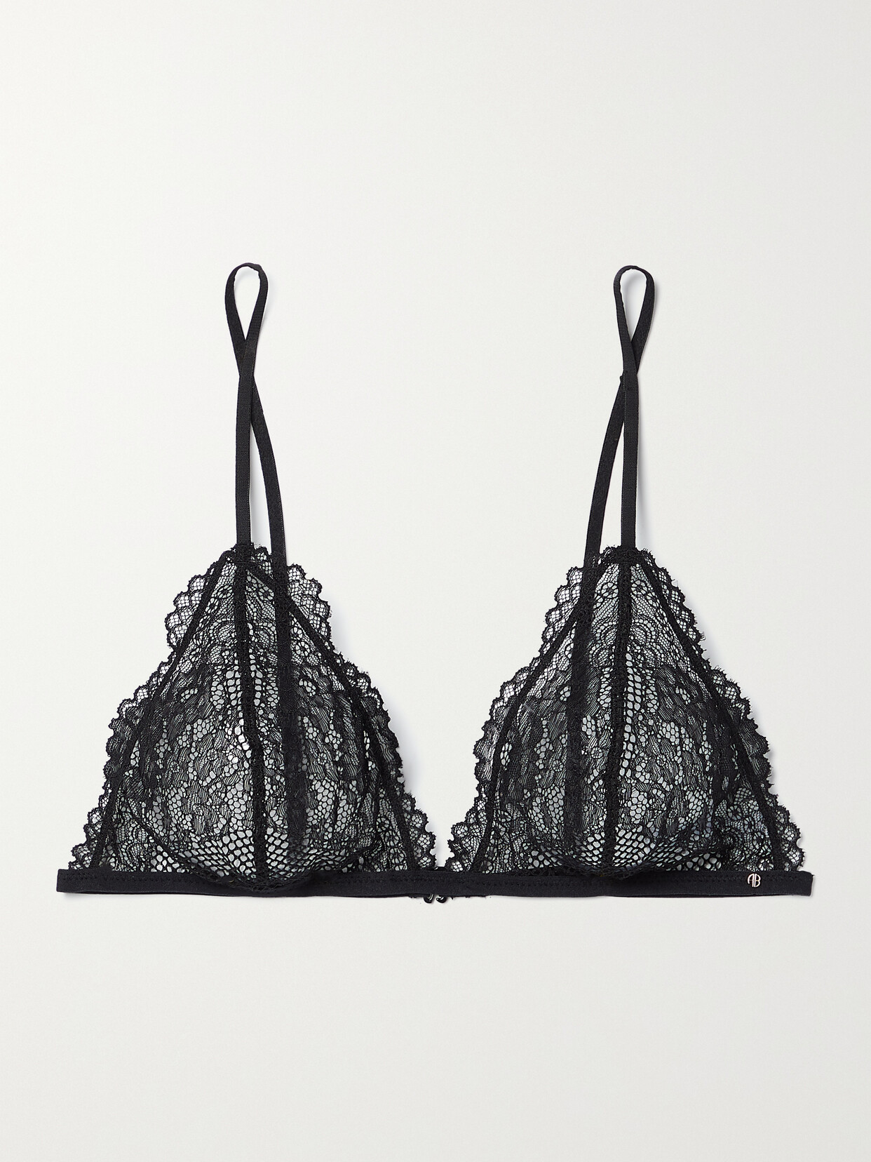 Anine Bing - Amina Corded Lace And Mesh Triangle Bra - Black