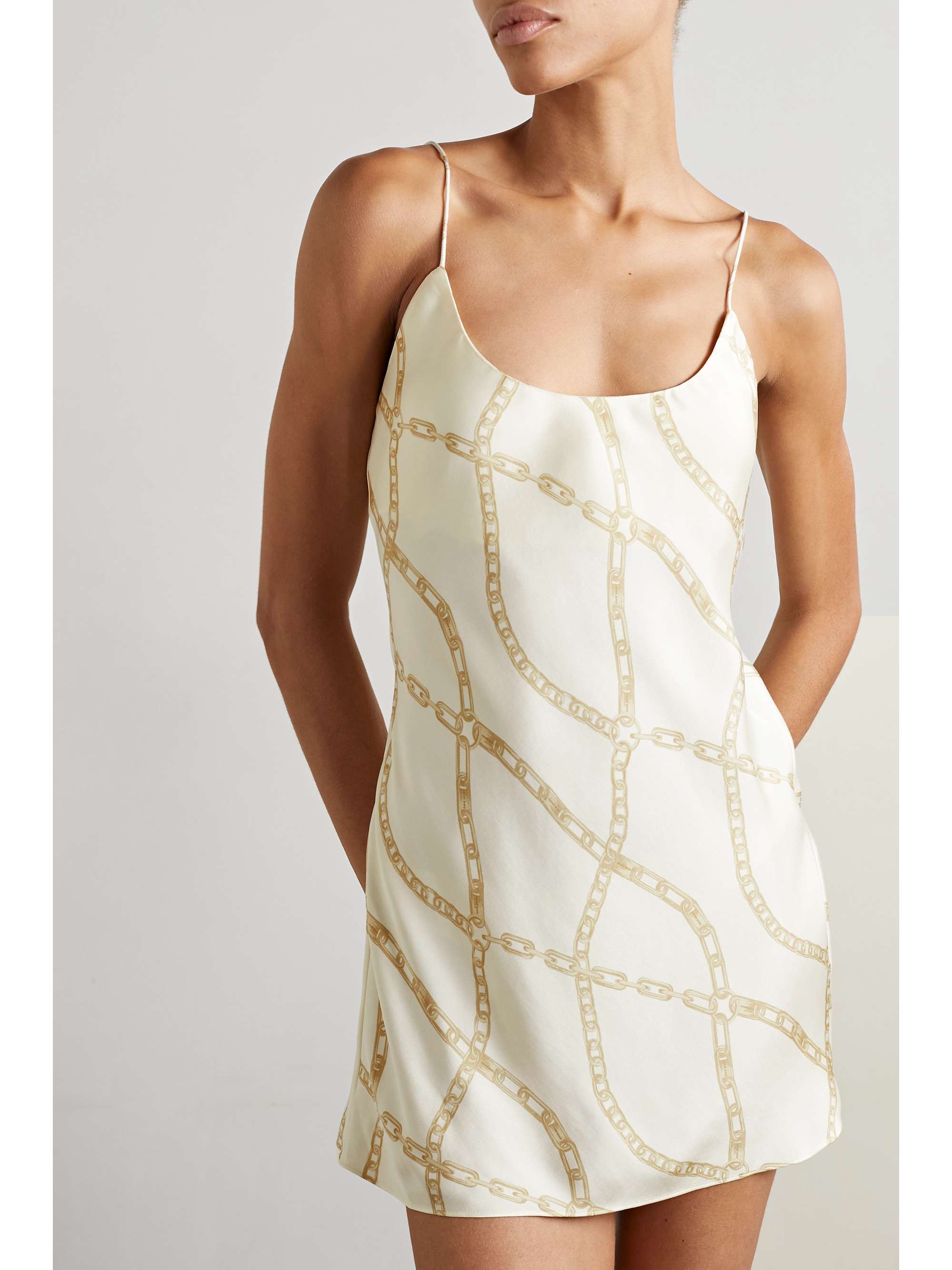 ANINE BING Lisette printed silk-charmeuse mini dress