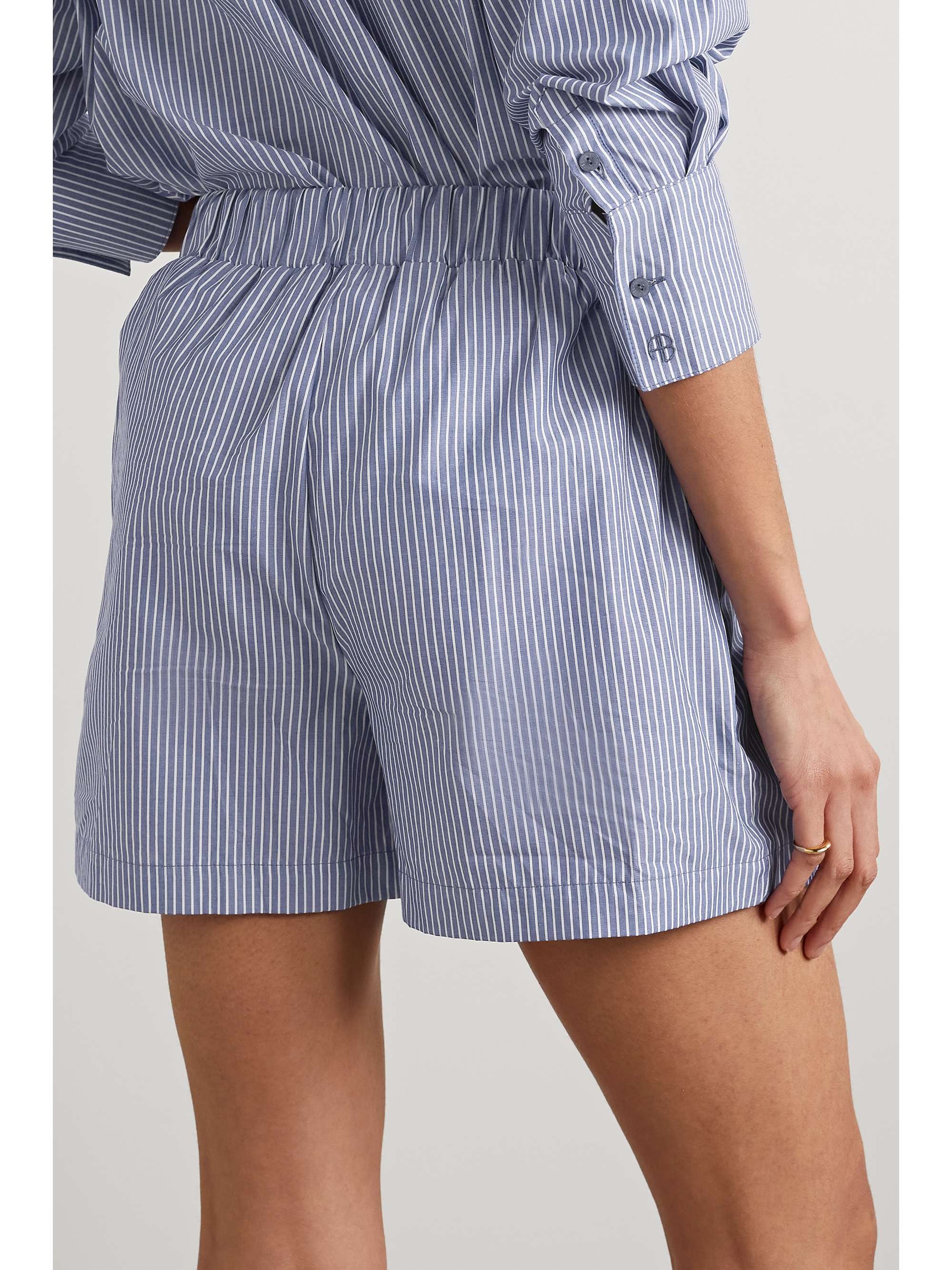 ANINE BING Liam striped cotton-poplin shorts