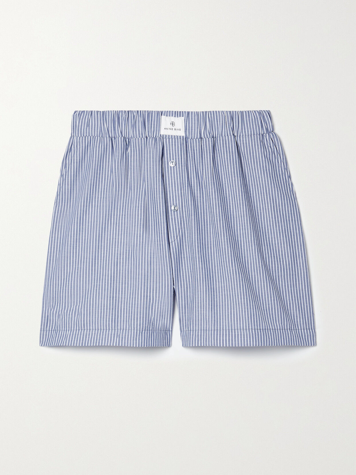 ANINE BING LIAM STRIPED COTTON-POPLIN SHORTS