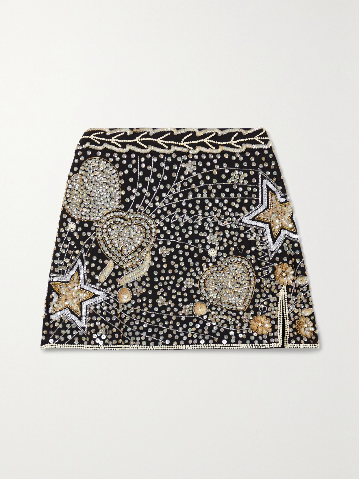 LoveShackFancy Lani Embellished Tulle Mini Skirt - Black