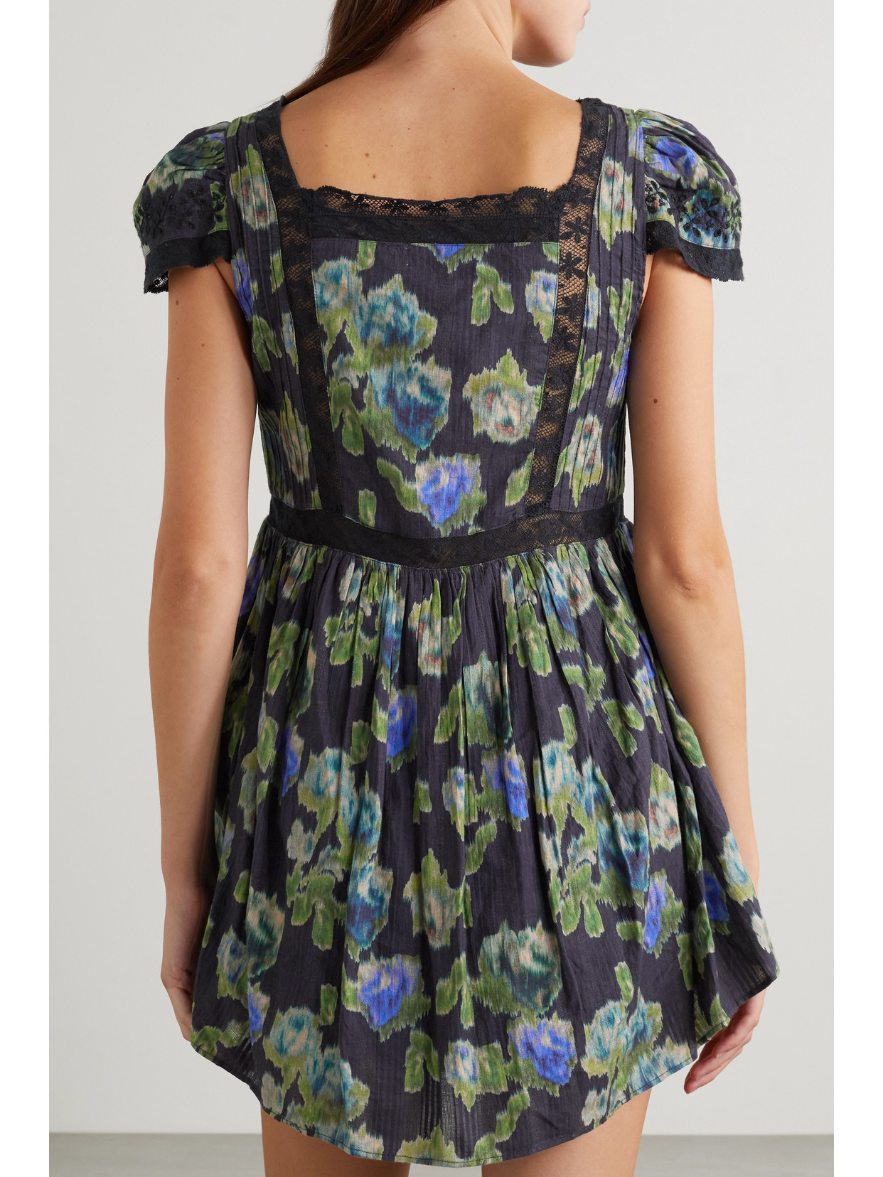 Loveshackfancy Nutmeg Lacetrimmed Embroidered Floralprint Cotton Mini