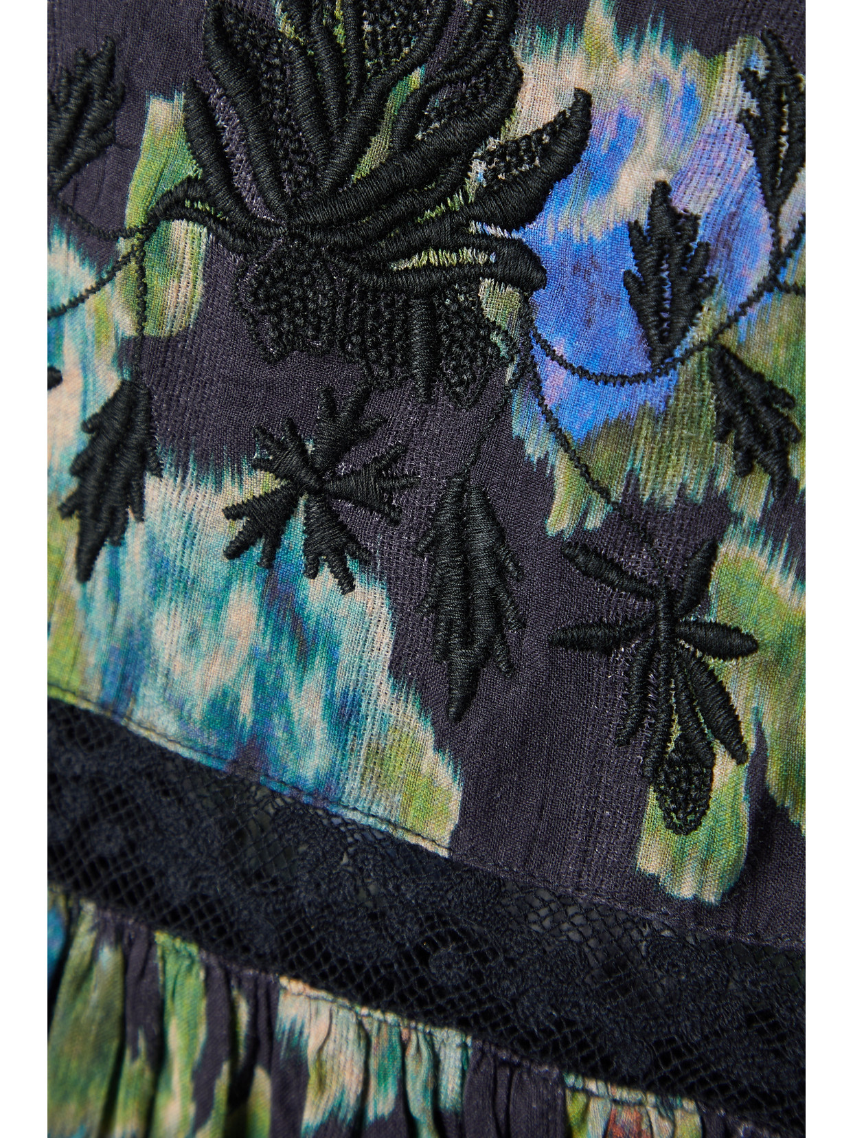 Loveshackfancy Nutmeg Lacetrimmed Embroidered Floralprint Cotton Mini Dress In Multi ModeSens