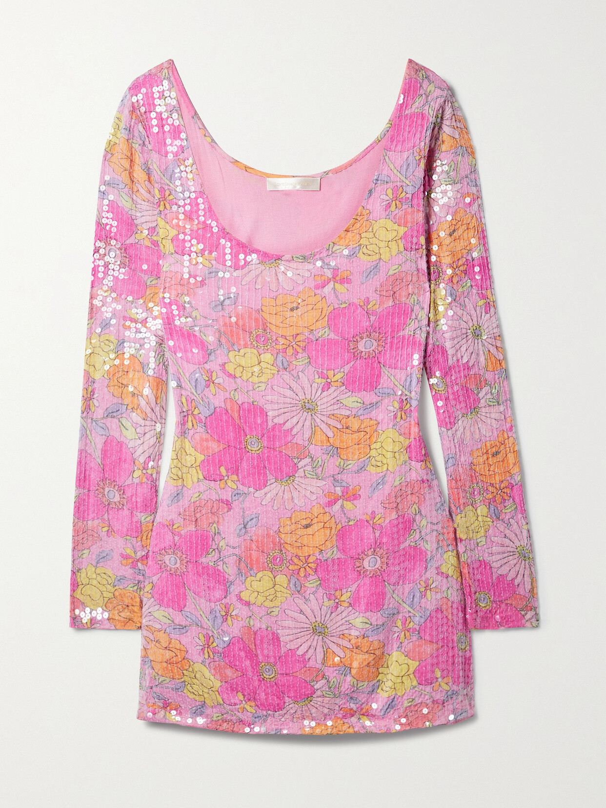 LoveShackFancy - Rupert Sequined Floral-print Jersey Mini Dress - Pink