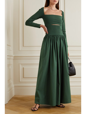 Esse Studios + NET SUSTAIN organic cotton-poplin and cutout stretch-knit maxi dress