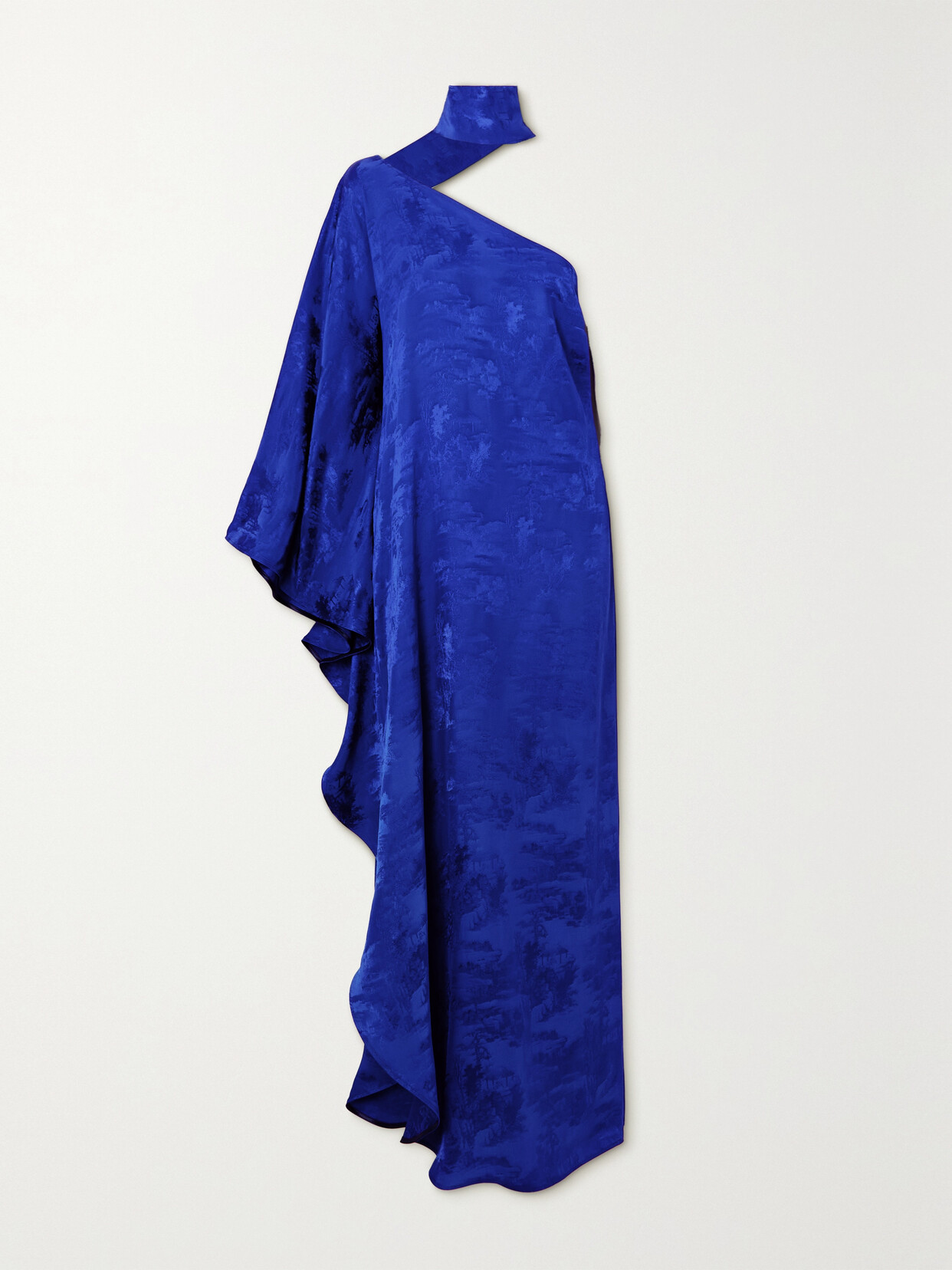 Taller Marmo - Ubud Scarf-detailed One-shoulder Jacquard Maxi Dress - Blue