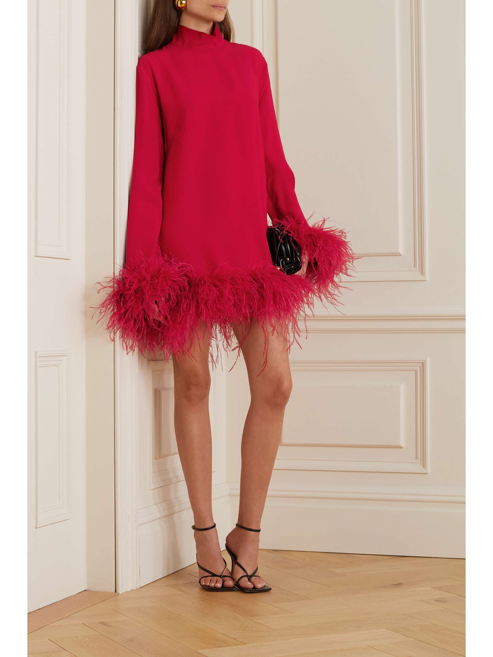 TALLER MARMO Gina feather trimmed crepe mini dress NET A PORTER