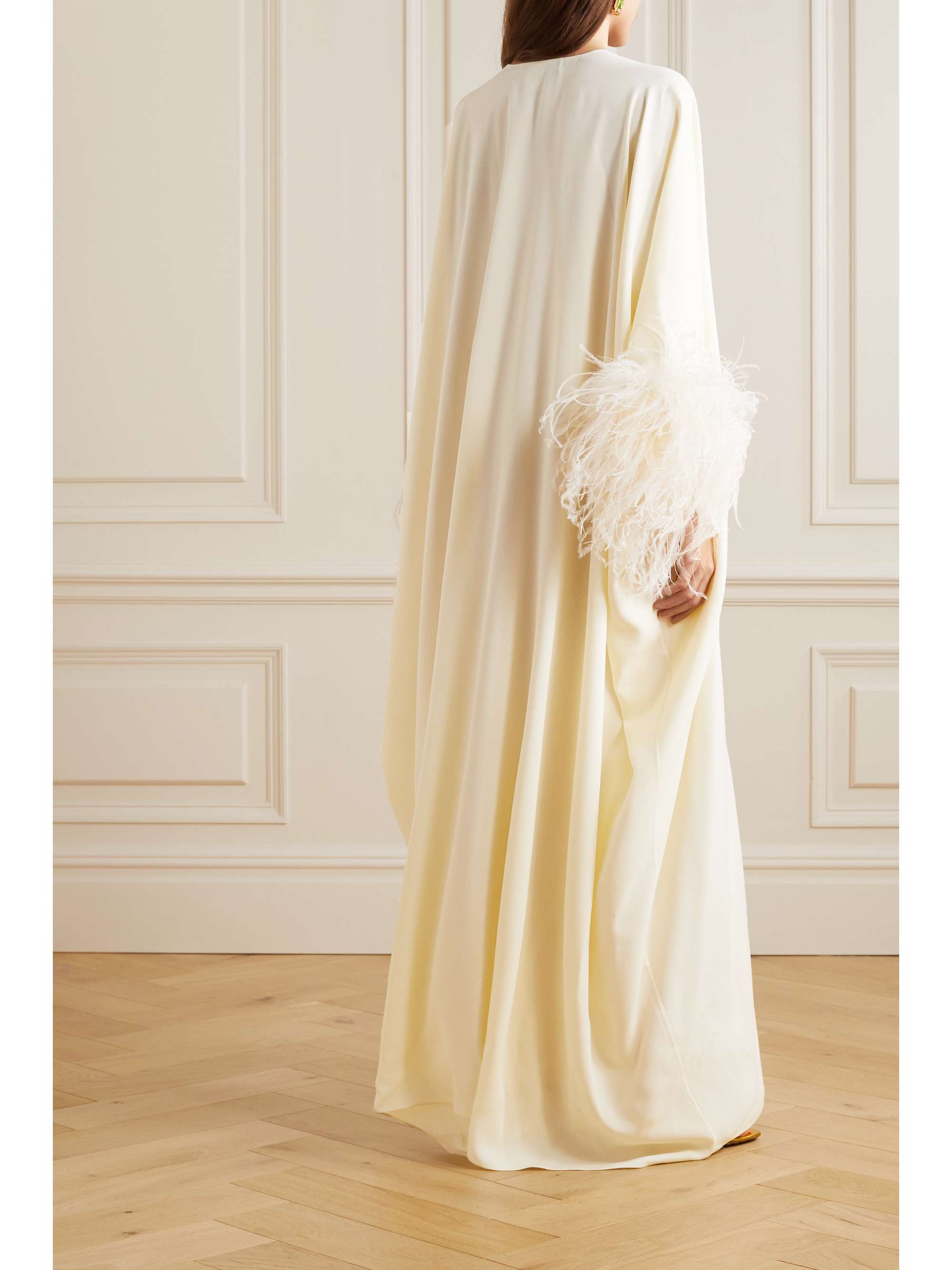 TALLER MARMO Gala feather-trimmed crepe gown