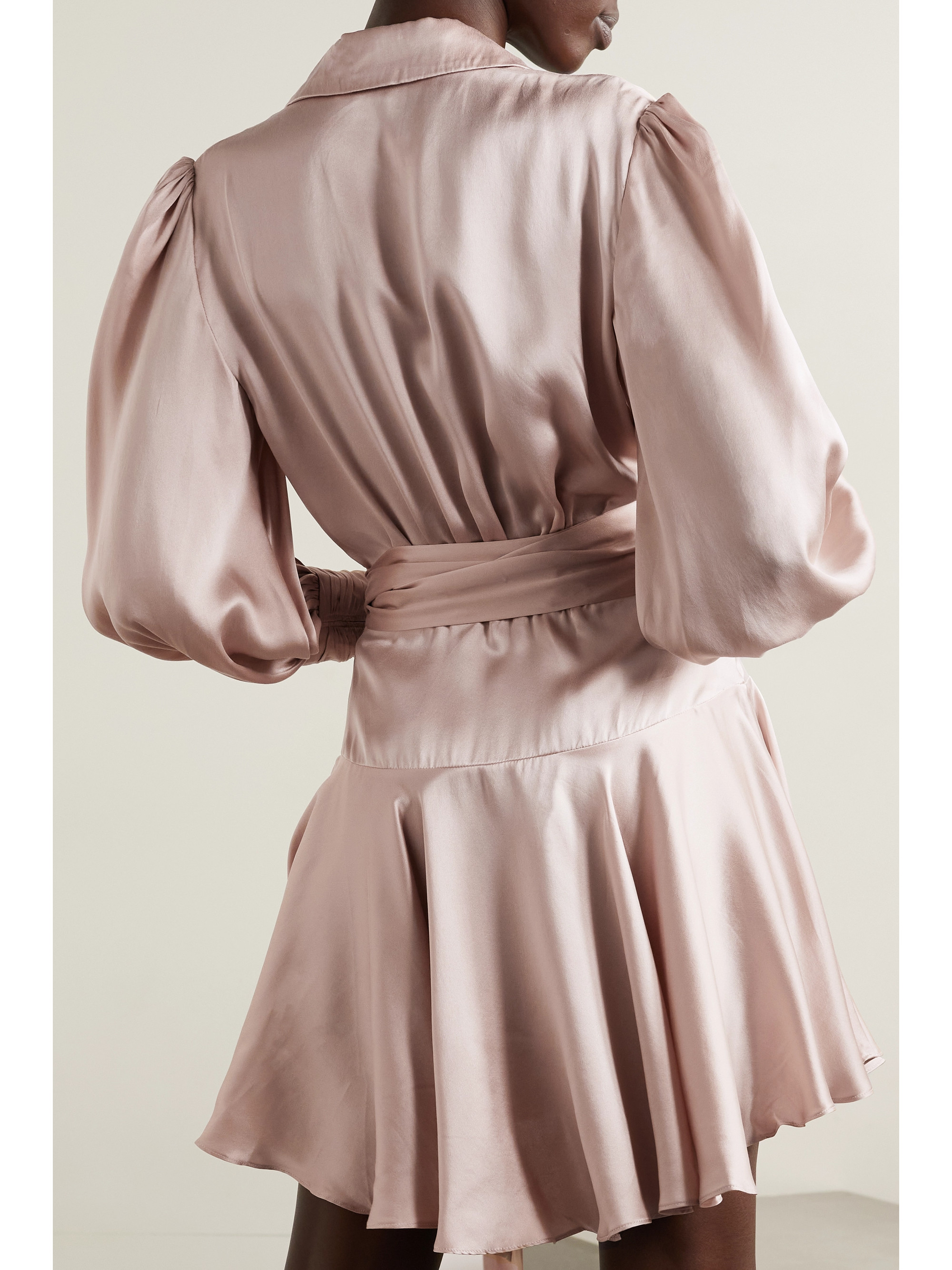 Zimmermann Ruffled silk-satin mini wrap dress