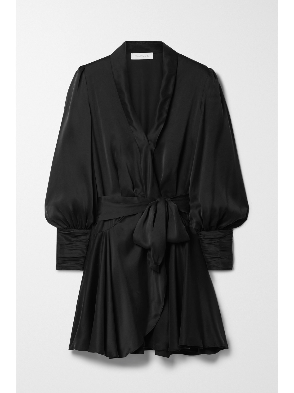 Zimmermann Silk Mini Wrap Dress In Black