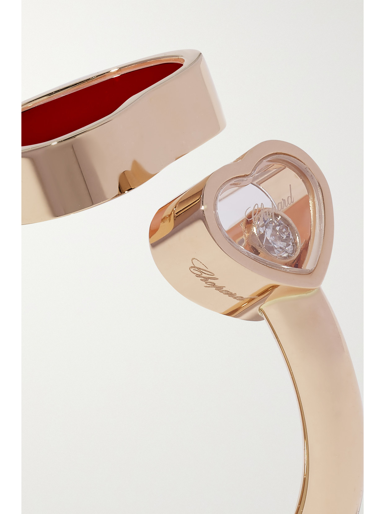 Shop Chopard Happy 18-karat Rose Gold, Carnelian And Diamond Ring In Red