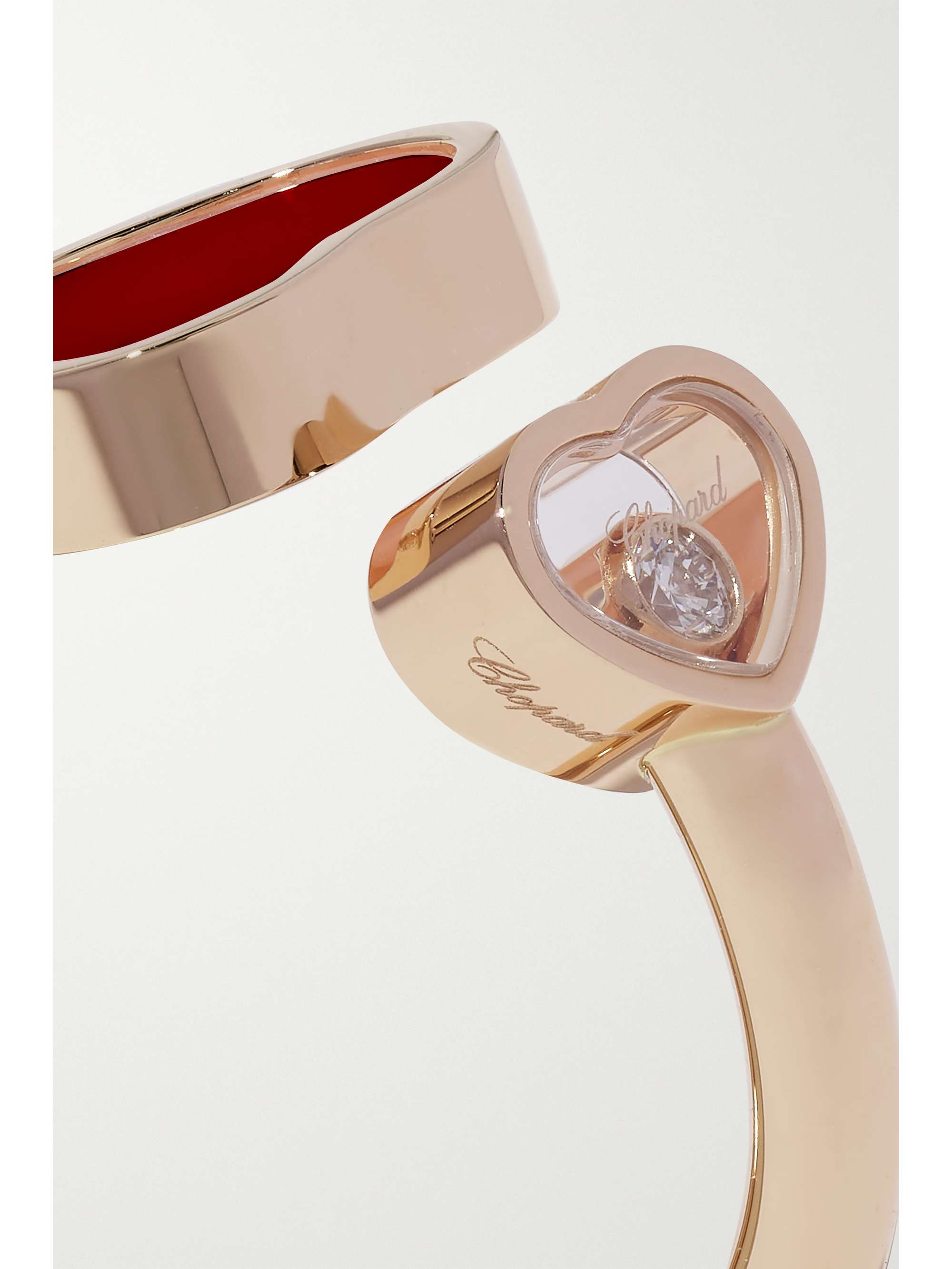 CHOPARD Happy 18-karat rose gold, carnelian and diamond ring