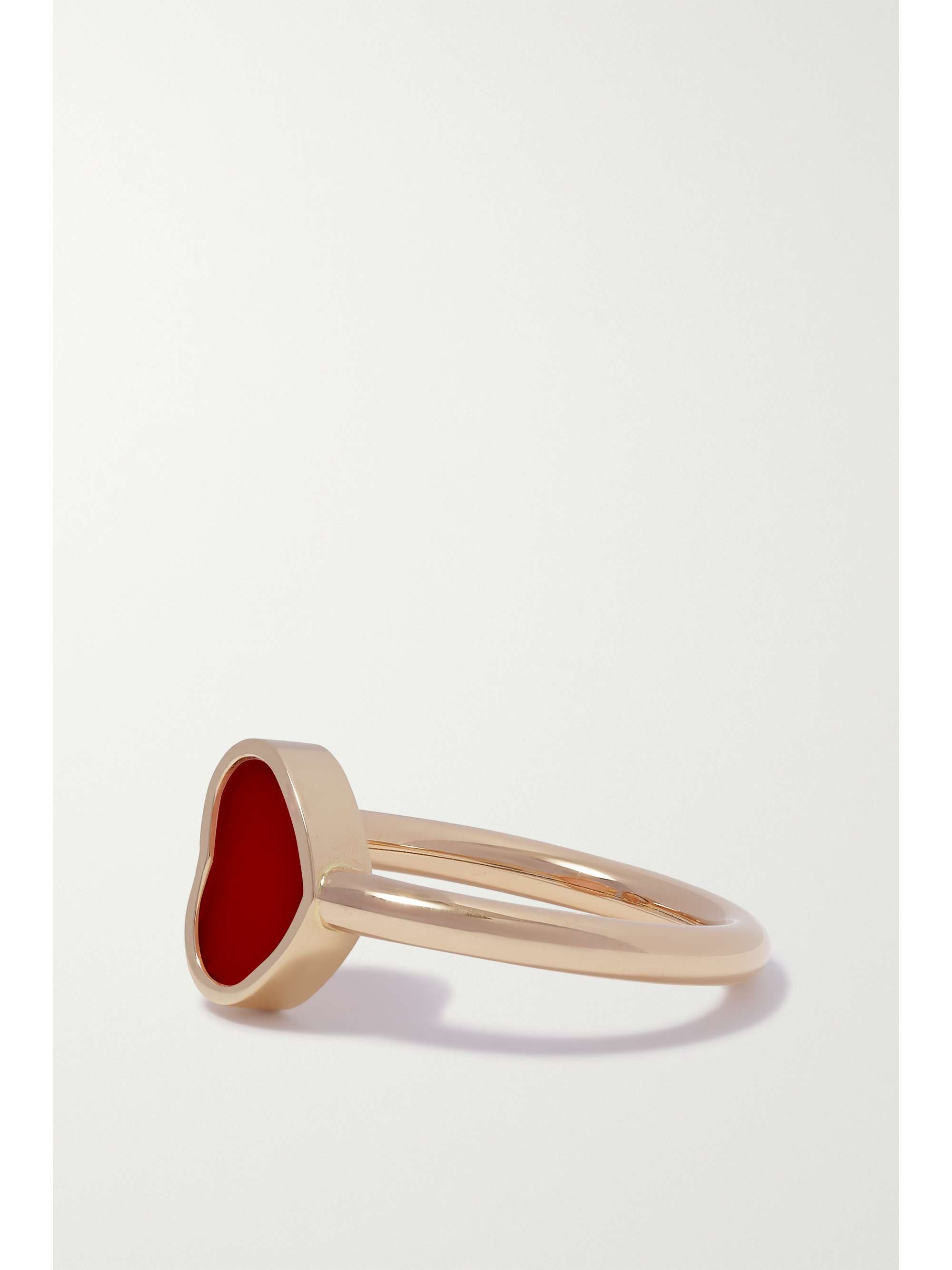 CHOPARD Happy 18-karat rose gold, carnelian and diamond ring