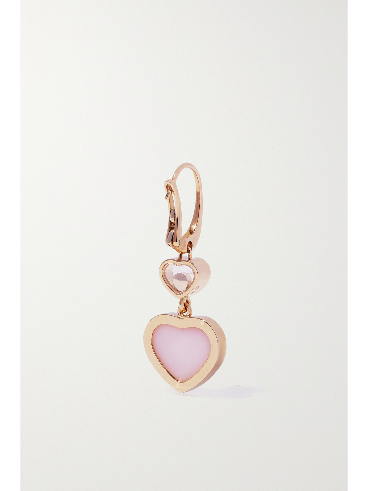 Chopard Happy Hearts 18-karat Rose Gold, Opal And Diamond Earrings In Pink