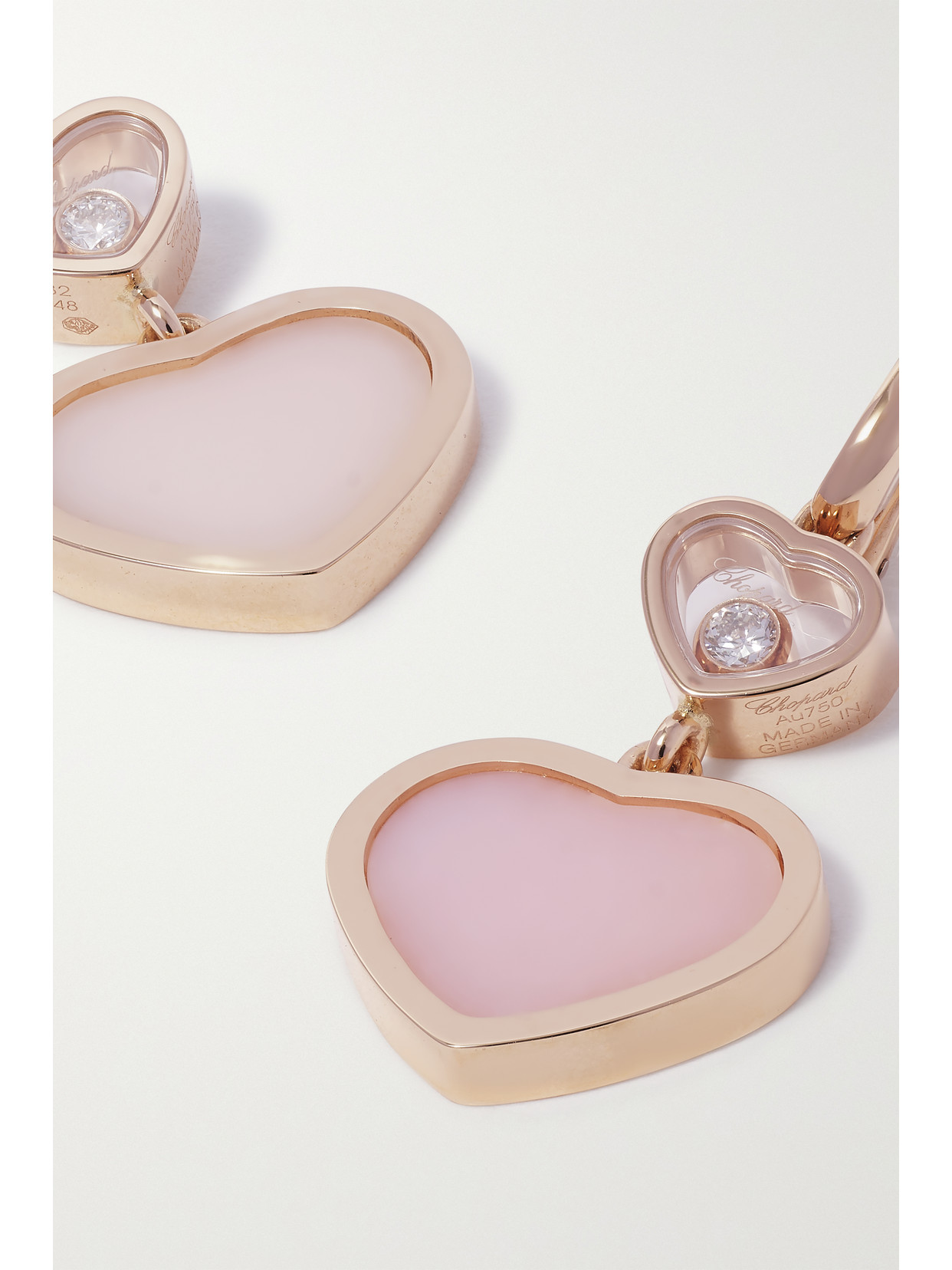 Chopard Happy Hearts 18-karat Rose Gold, Opal And Diamond Earrings In Pink