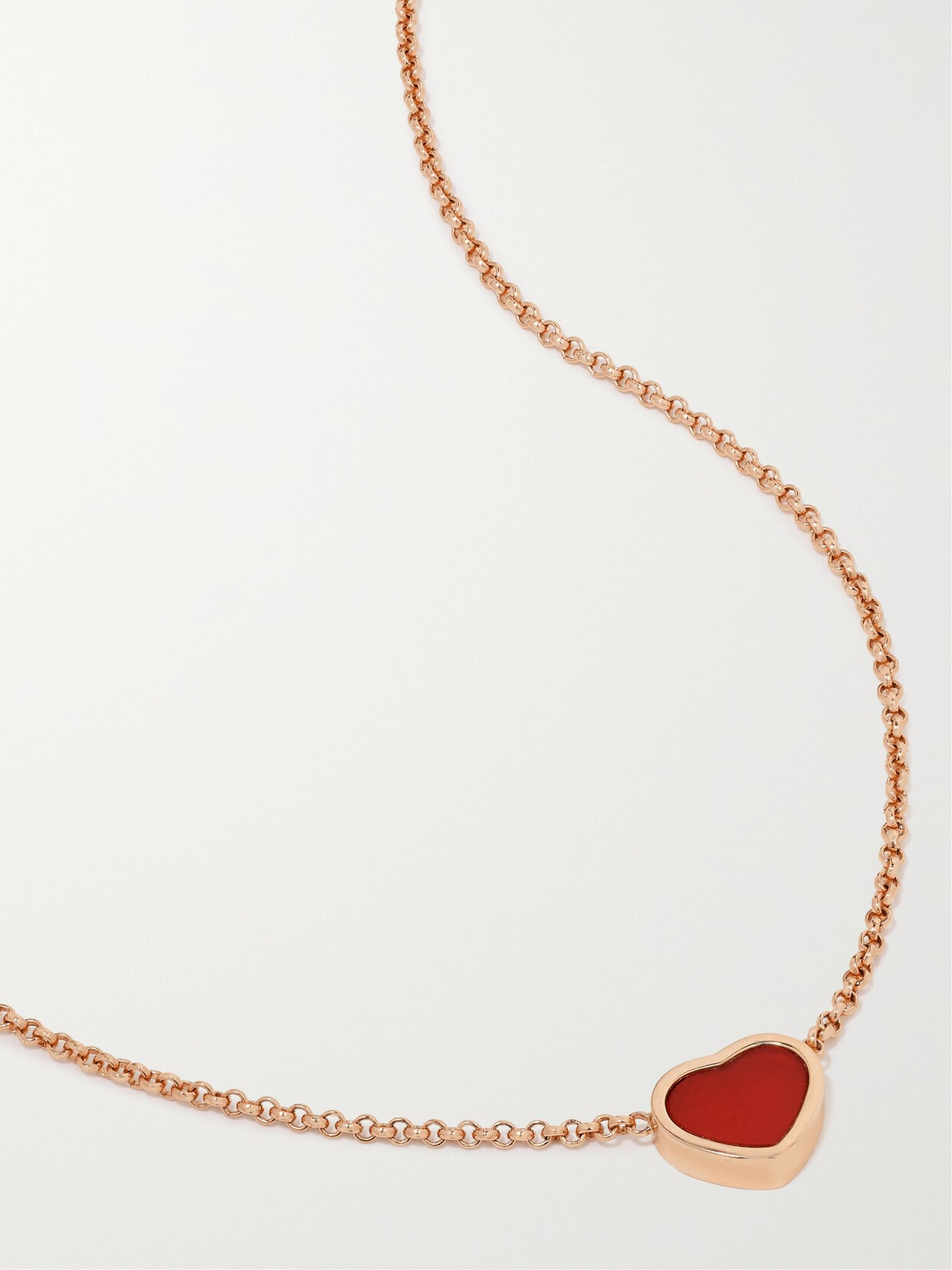 Shop Chopard My Happy Hearts 18-karat Rose Gold Carnelian Necklace