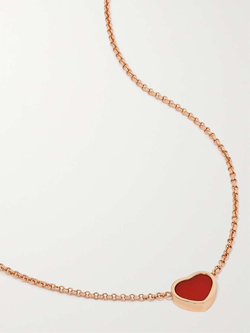 Chopard My Happy Hearts 18-karat Rose Gold Carnelian Necklace
