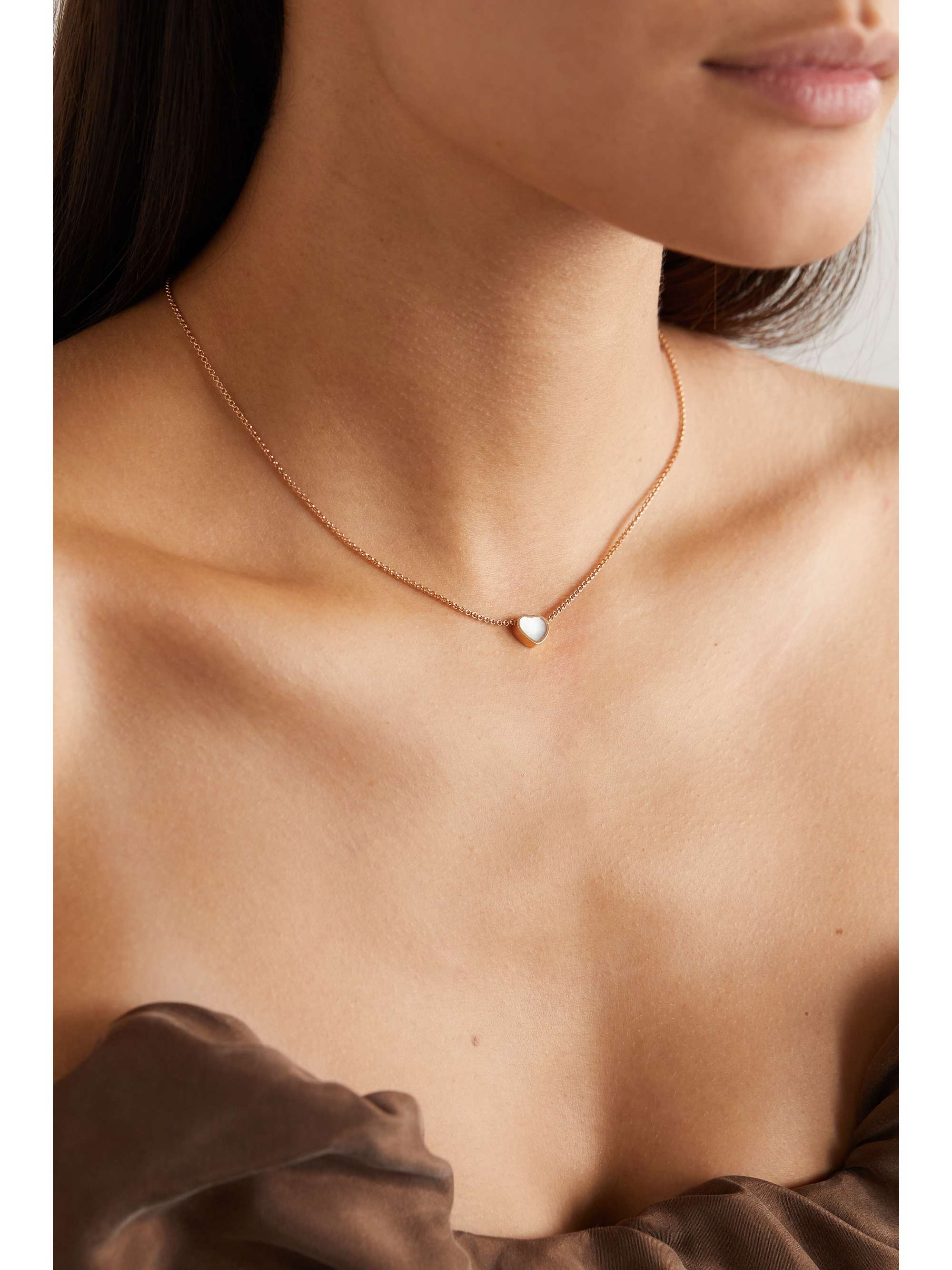 CHOPARD My Happy Hearts 18-karat rose gold mother-of-pearl necklace