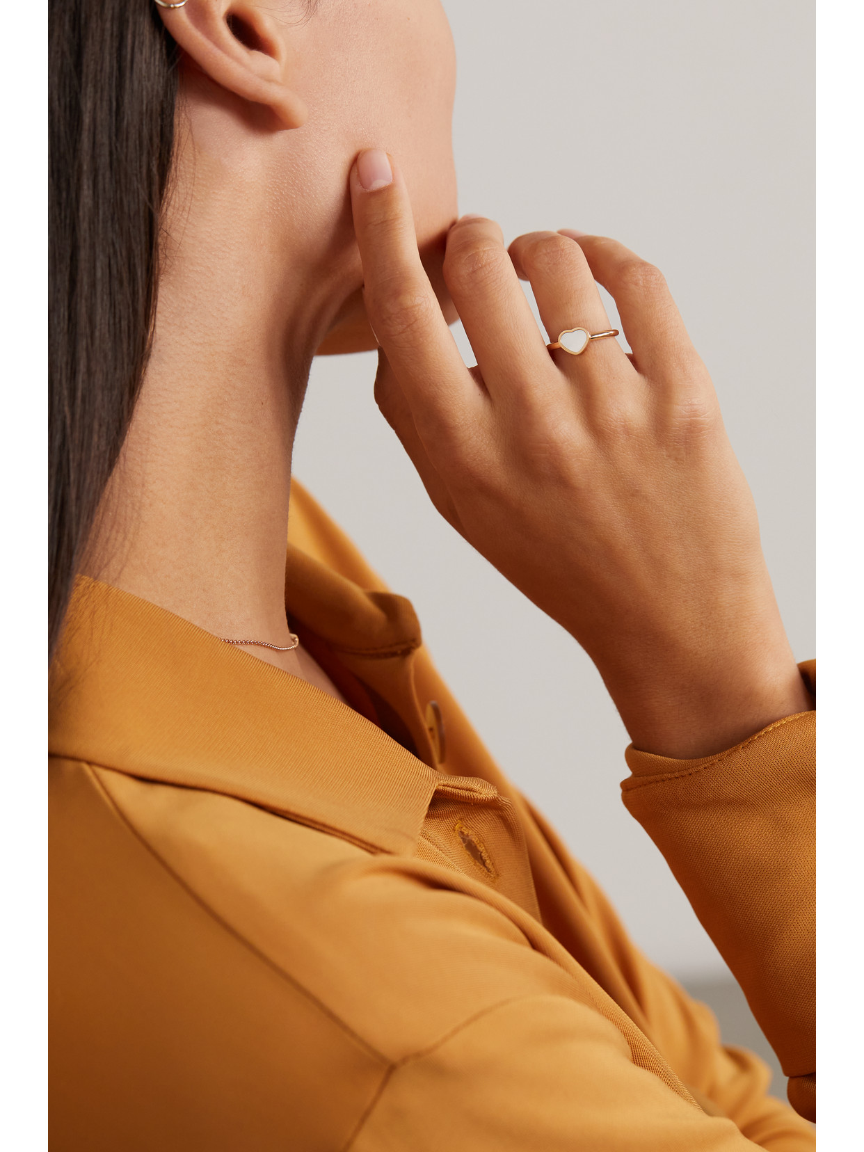 Shop Chopard My Happy Hearts 18-karat Rose Gold Mother-of-pearl Ring