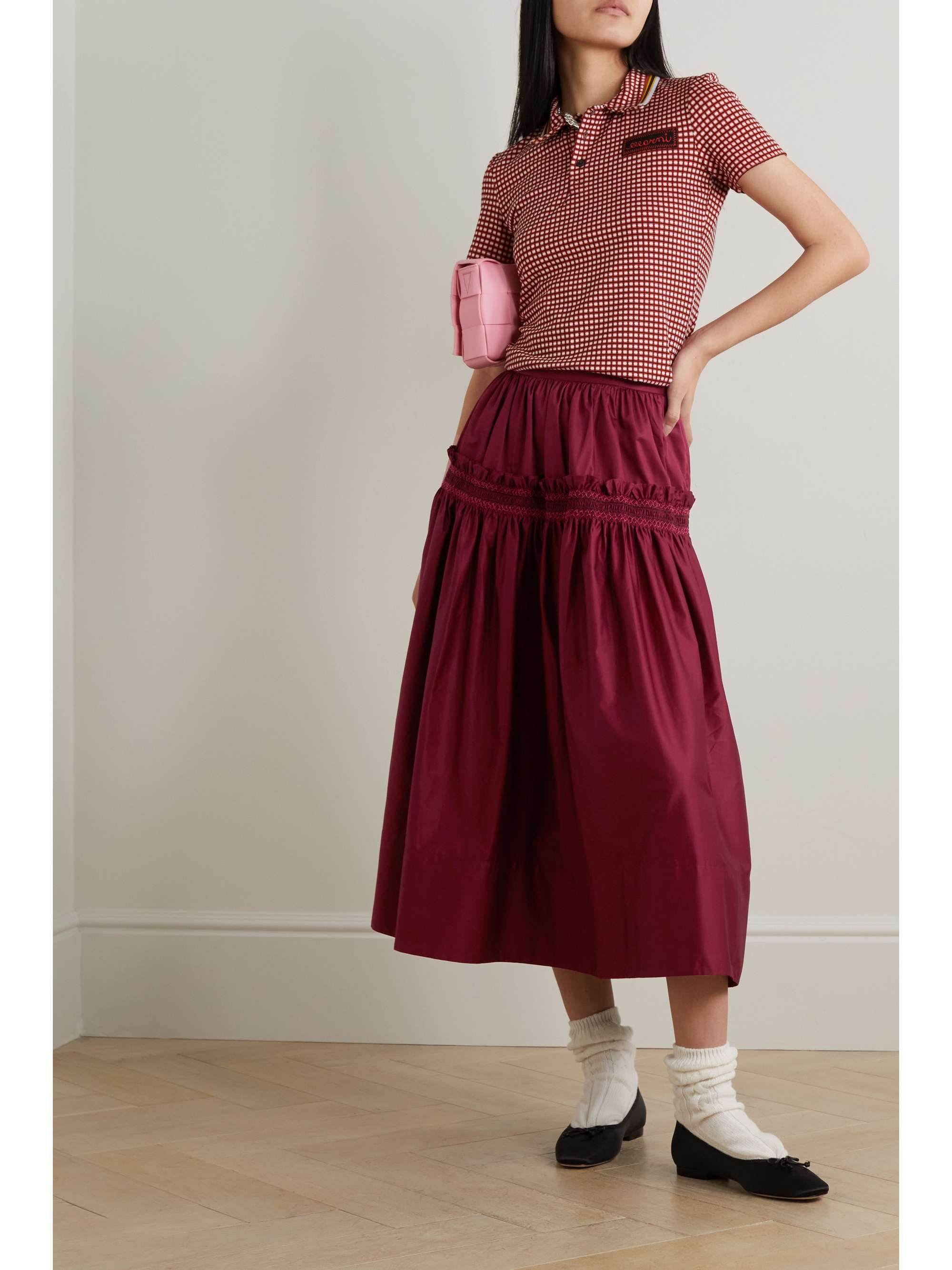 MOLLY GODDARD Frauke tiered embroidered cotton-satin midi skirt |  NET-A-PORTER