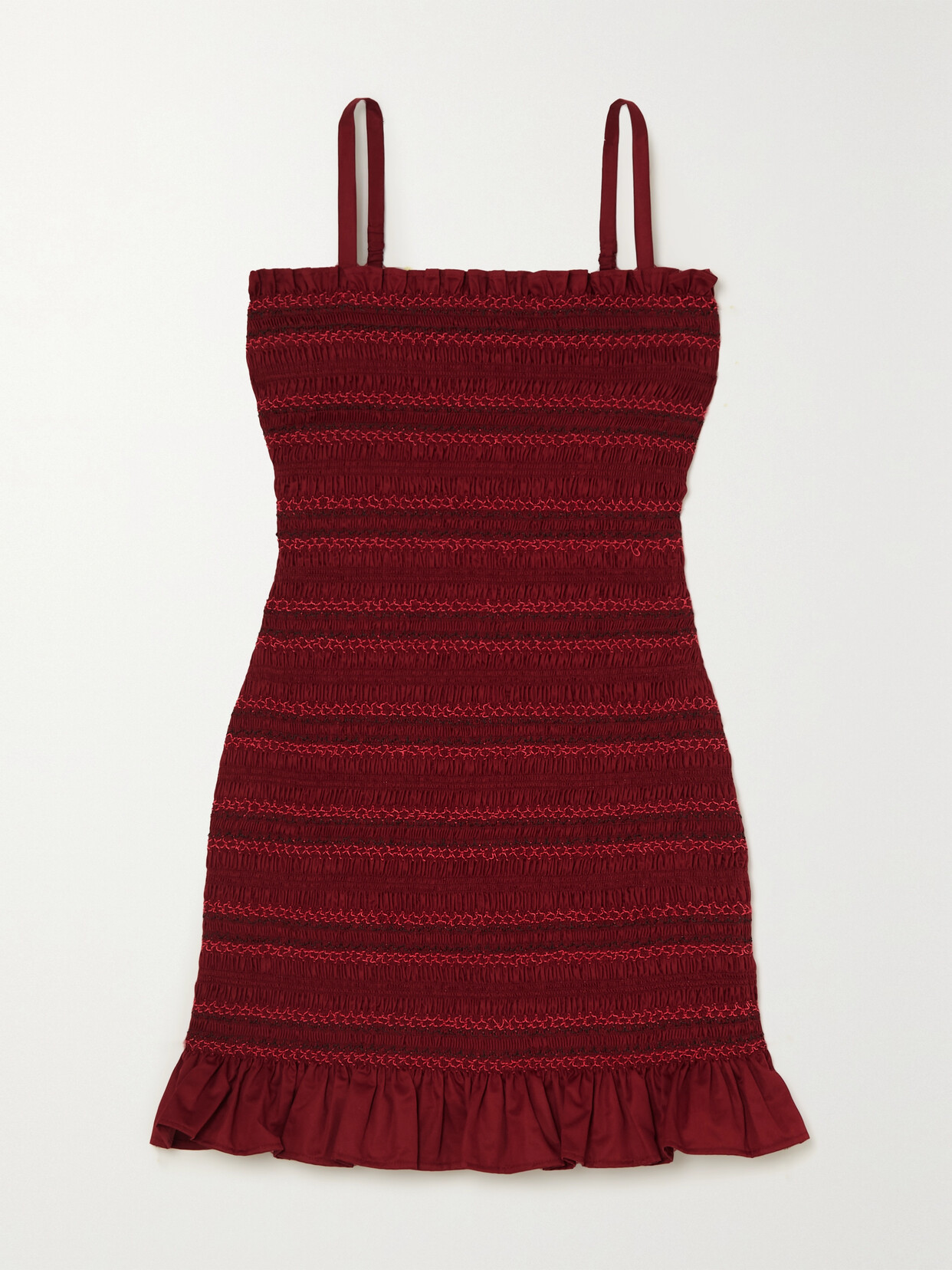 Molly Goddard - Fifi Embroidered Shirred Cotton Mini Dress - Burgundy