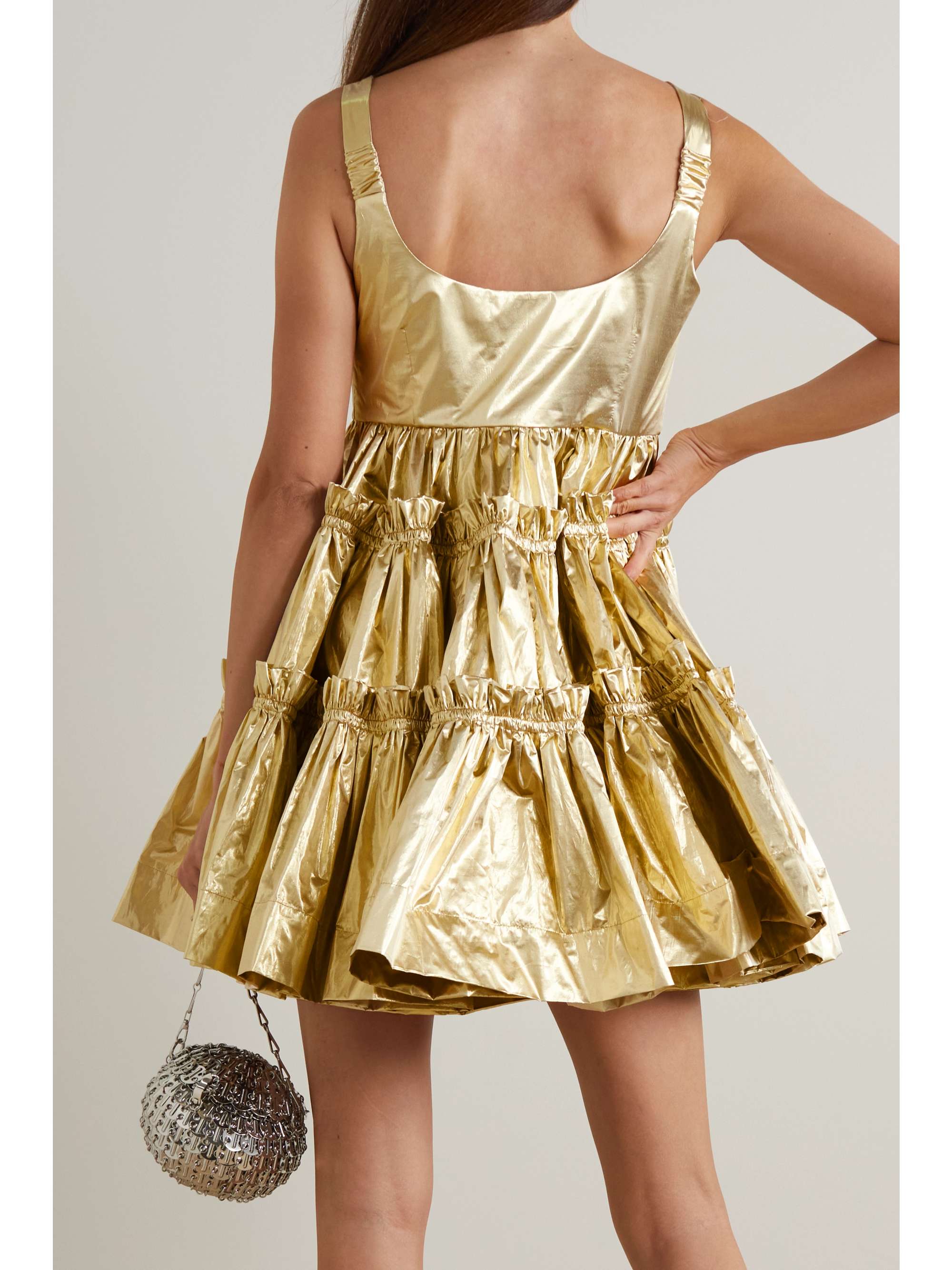 MOLLY GODDARD Selene gathered metallic lamé mini dress