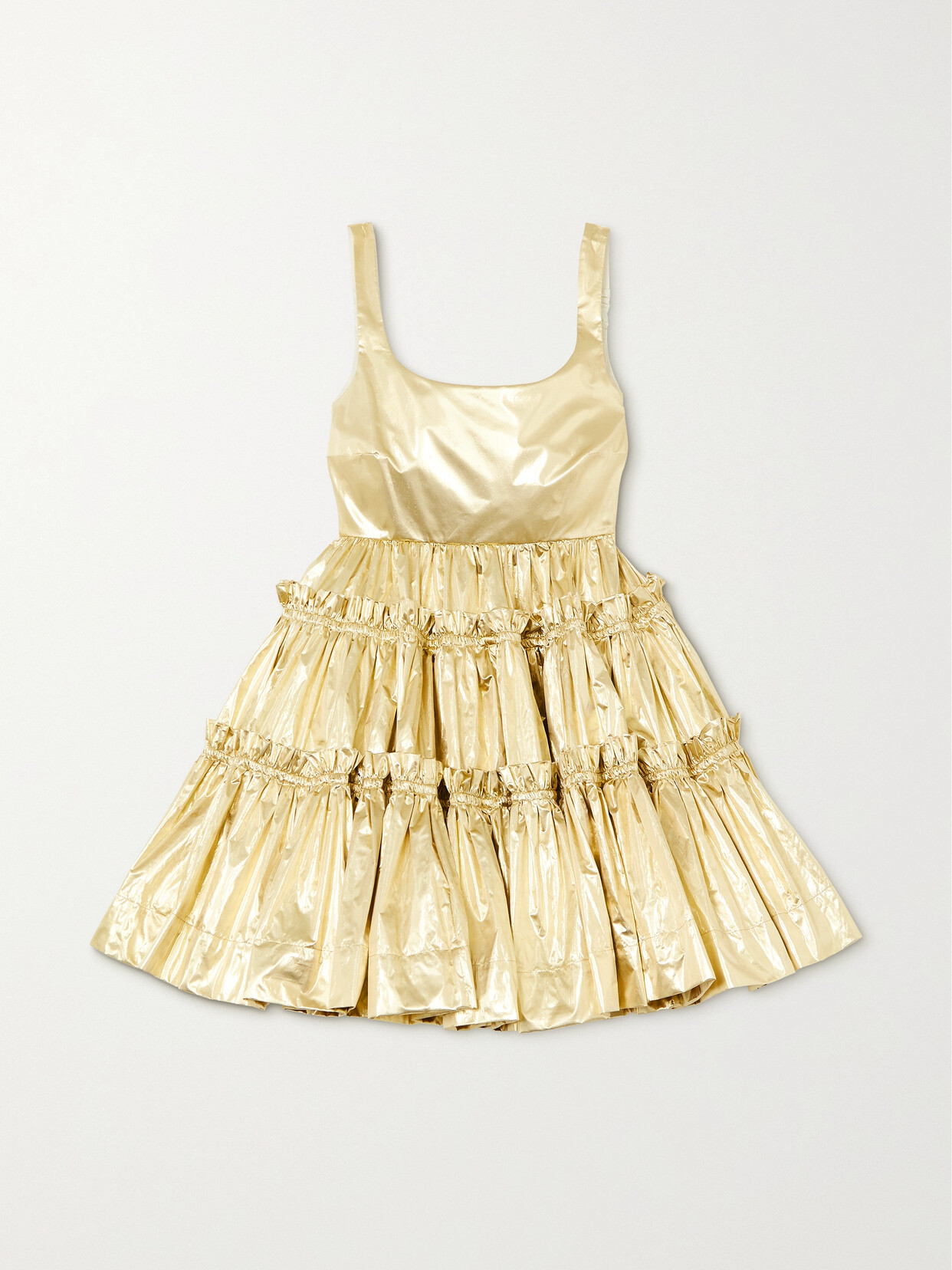 Molly Goddard - Selene Gathered Metallic Lamé Mini Dress - Gold