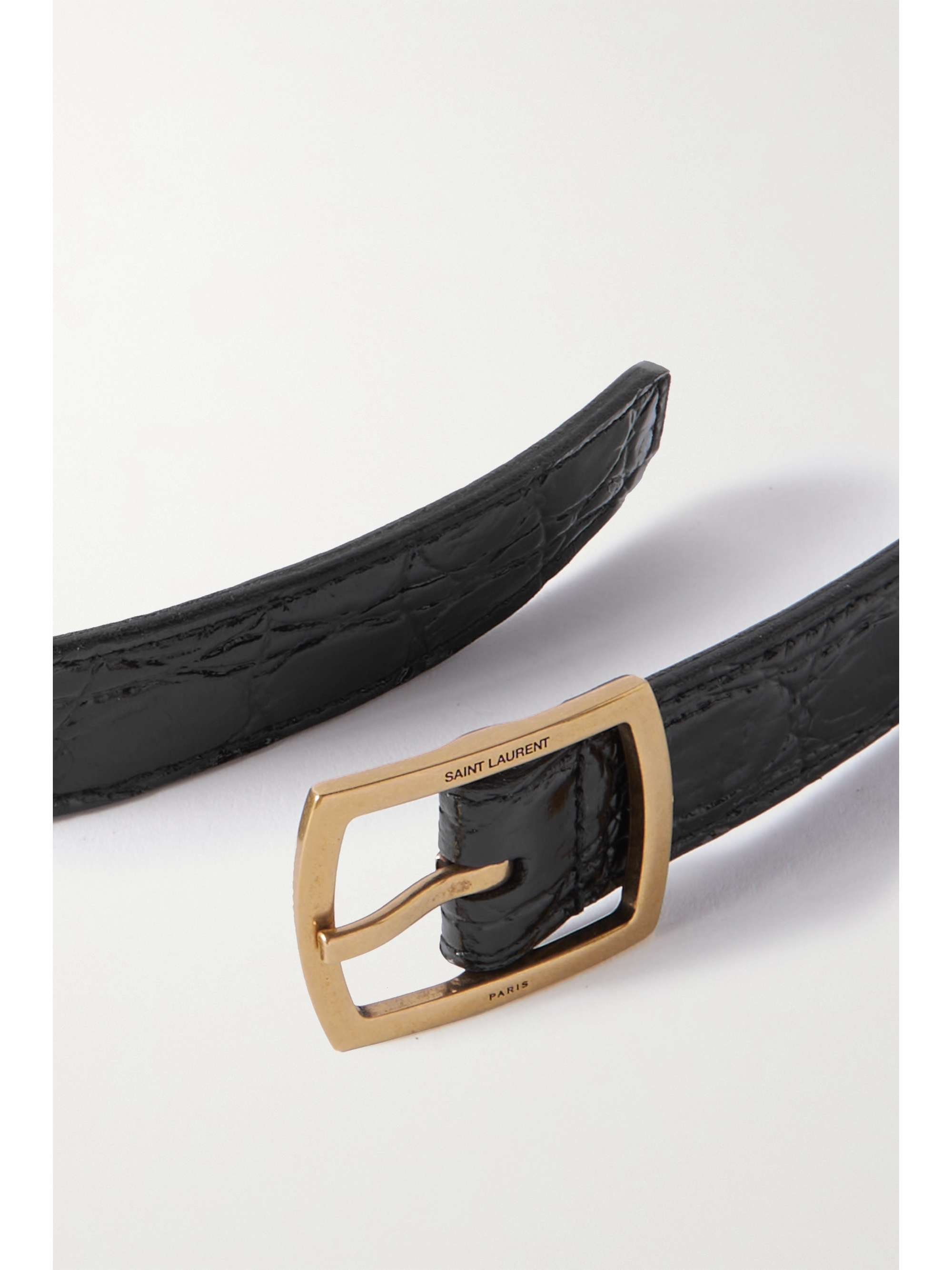 SAINT LAURENT Croc-effect leather belt