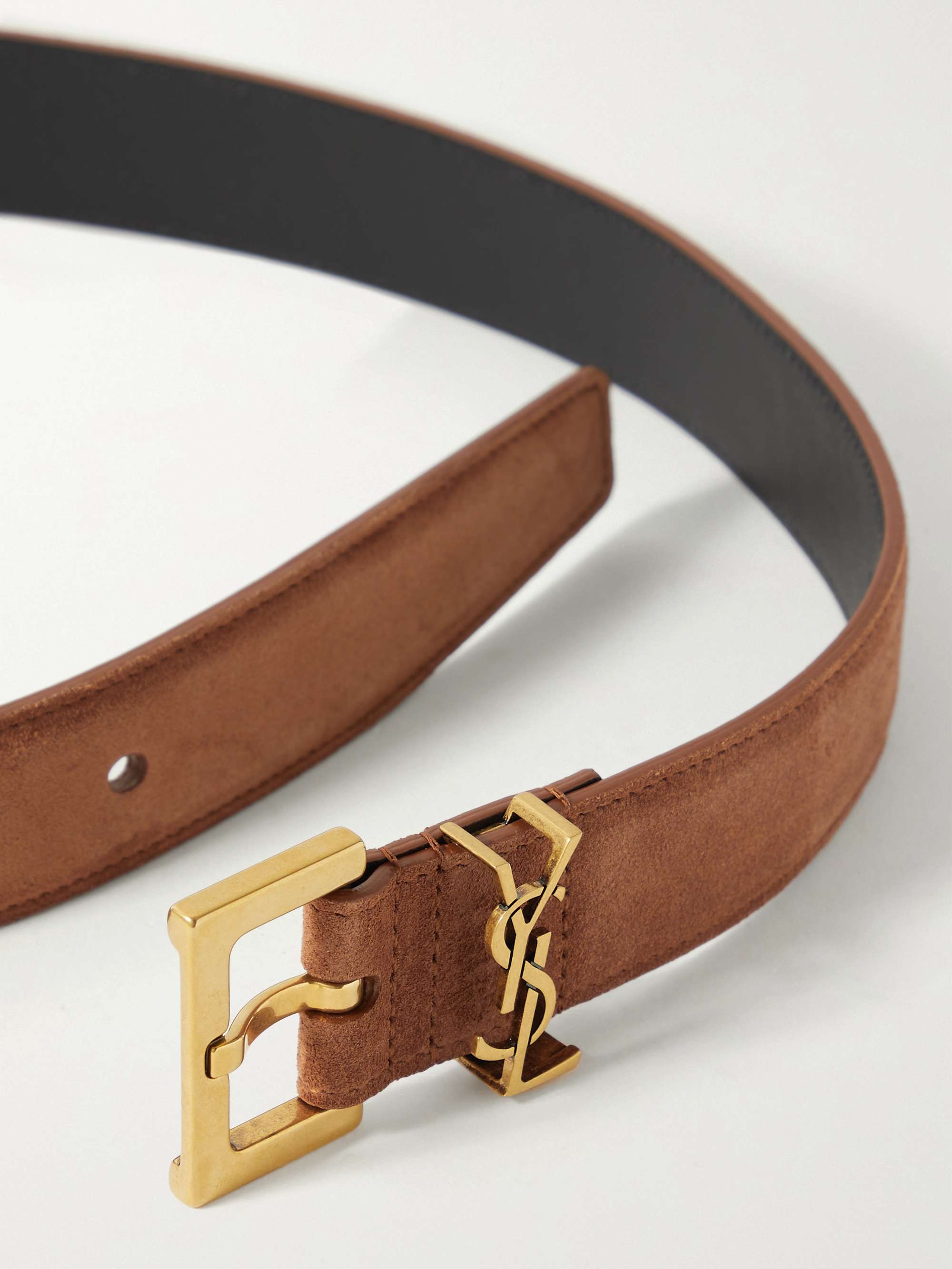 Saint Laurent YSL Monogram Suede Belt