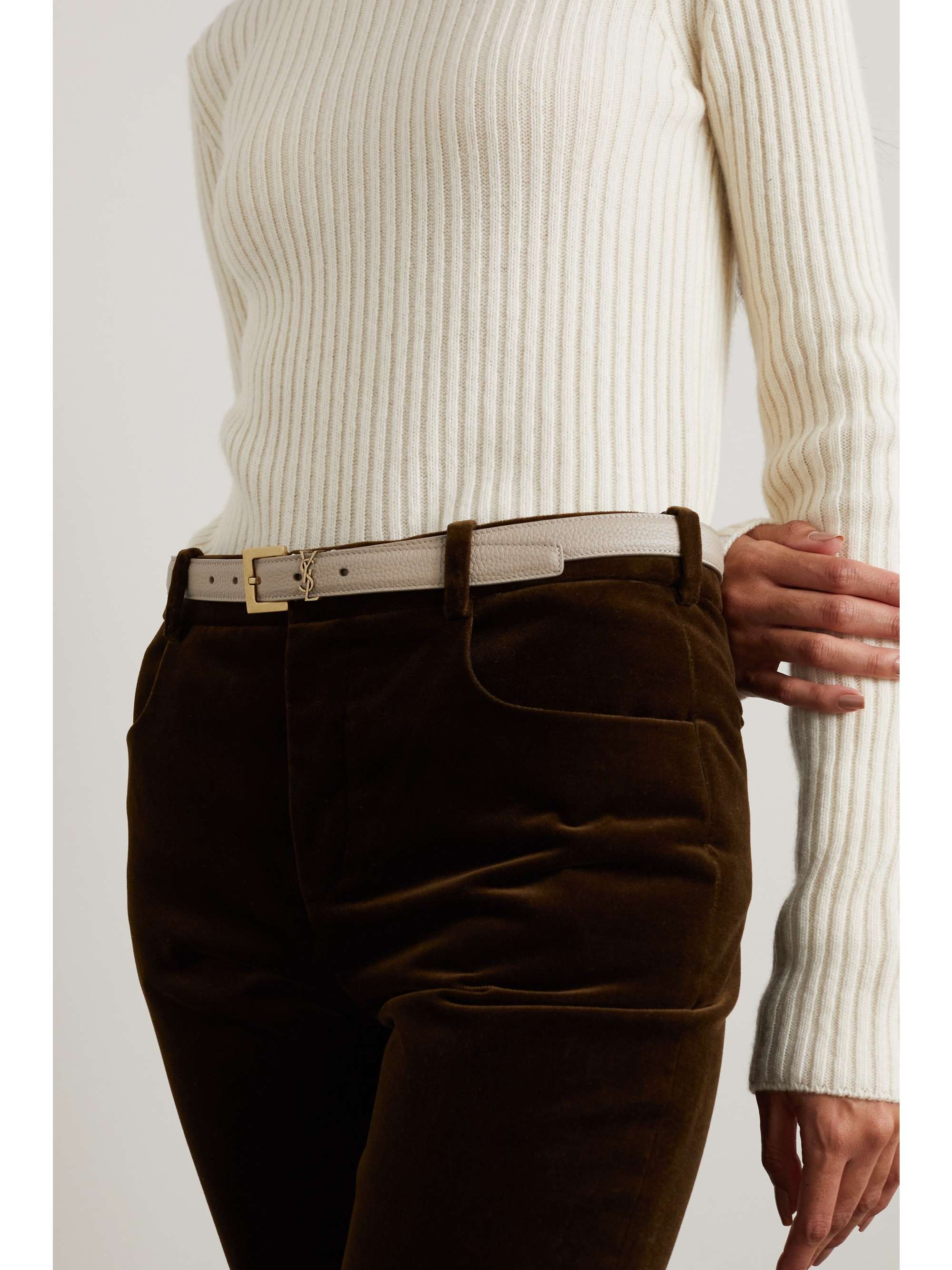 SAINT LAURENT Monogramme Gürtel aus strukturiertem Leder