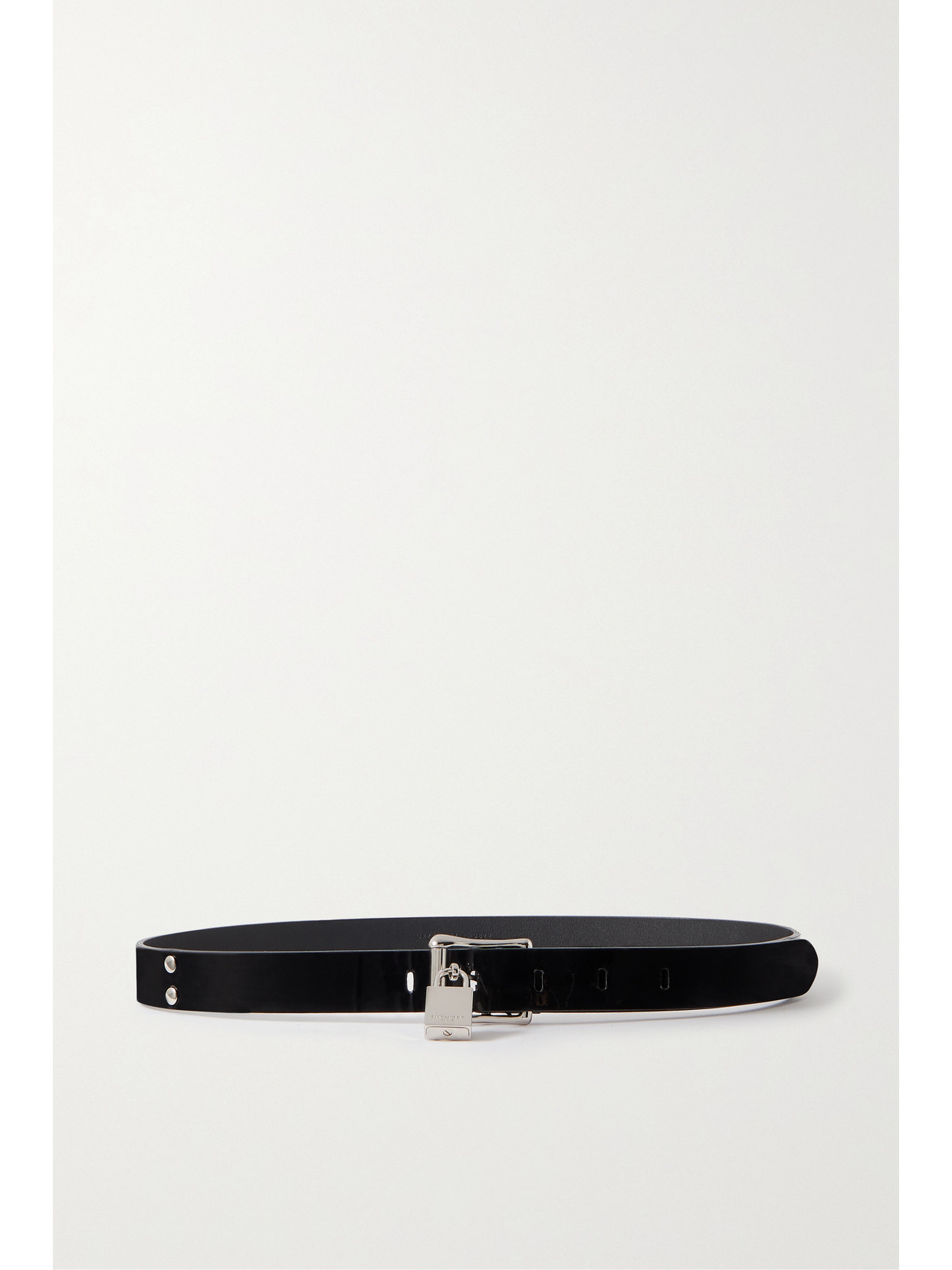 Saint Laurent Studded Embellished Patent-leather Belt In Black