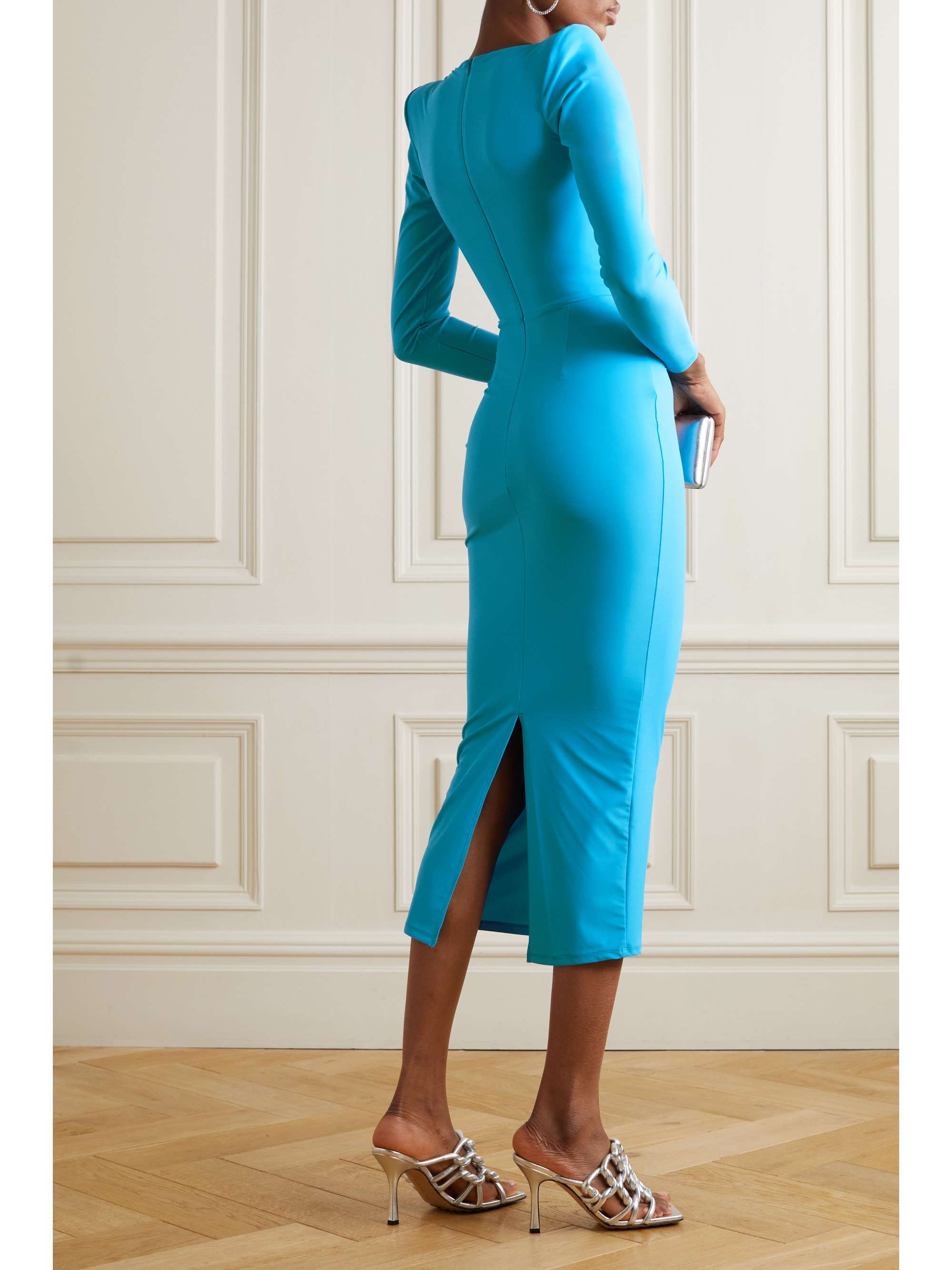 ALEX PERRY Lennon printed neon stretch-jersey midi dress