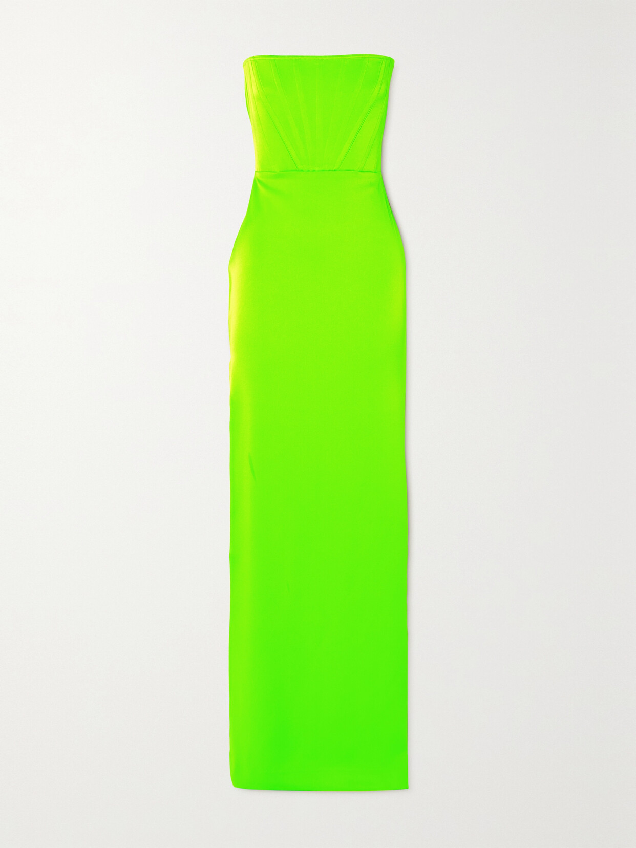 Alex Perry Benton Strapless Neon Satin-crepe Maxi Dress In Green