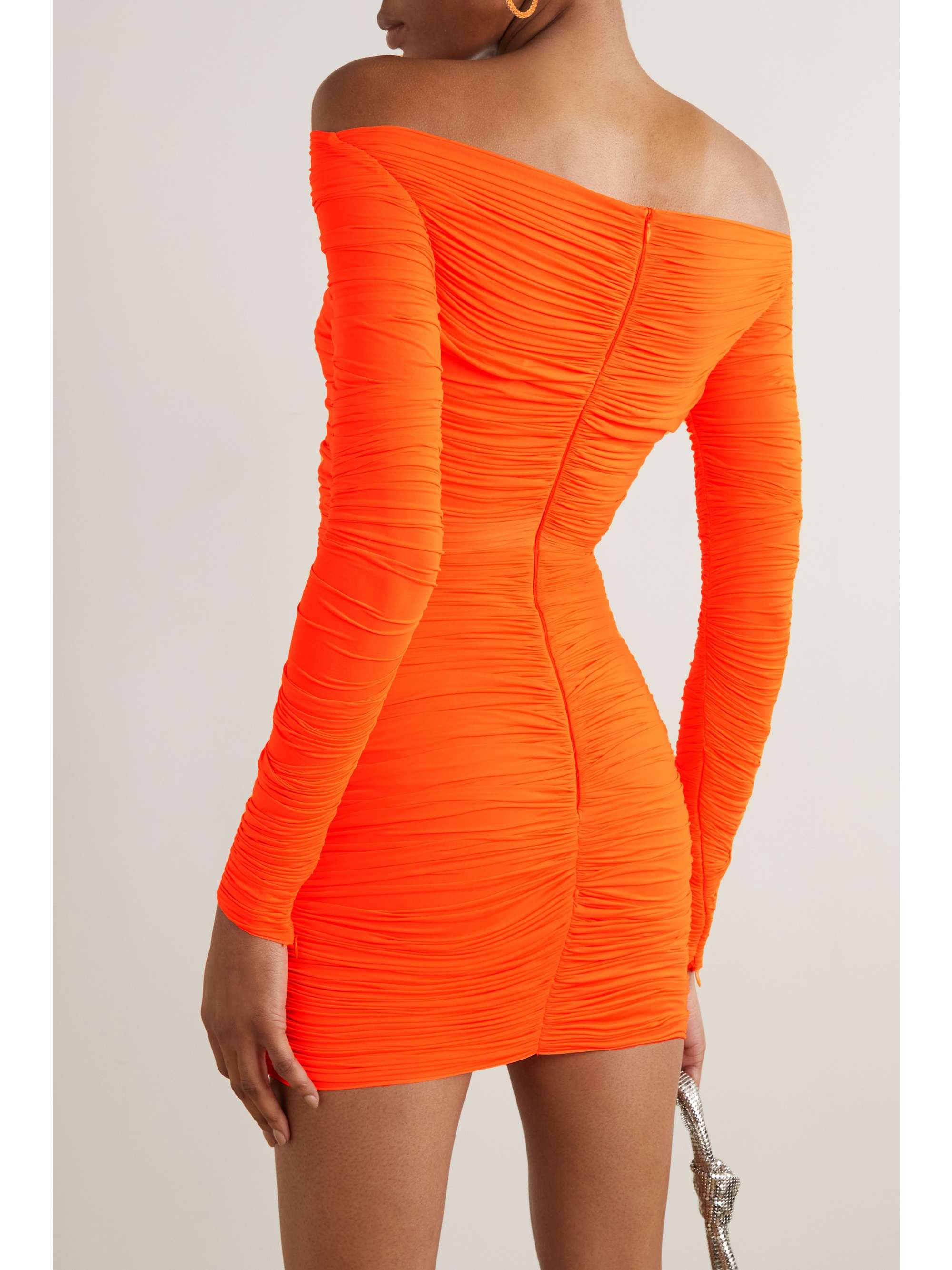 ALEX PERRY Hadley offtheshoulder ruched stretchjersey mini dress